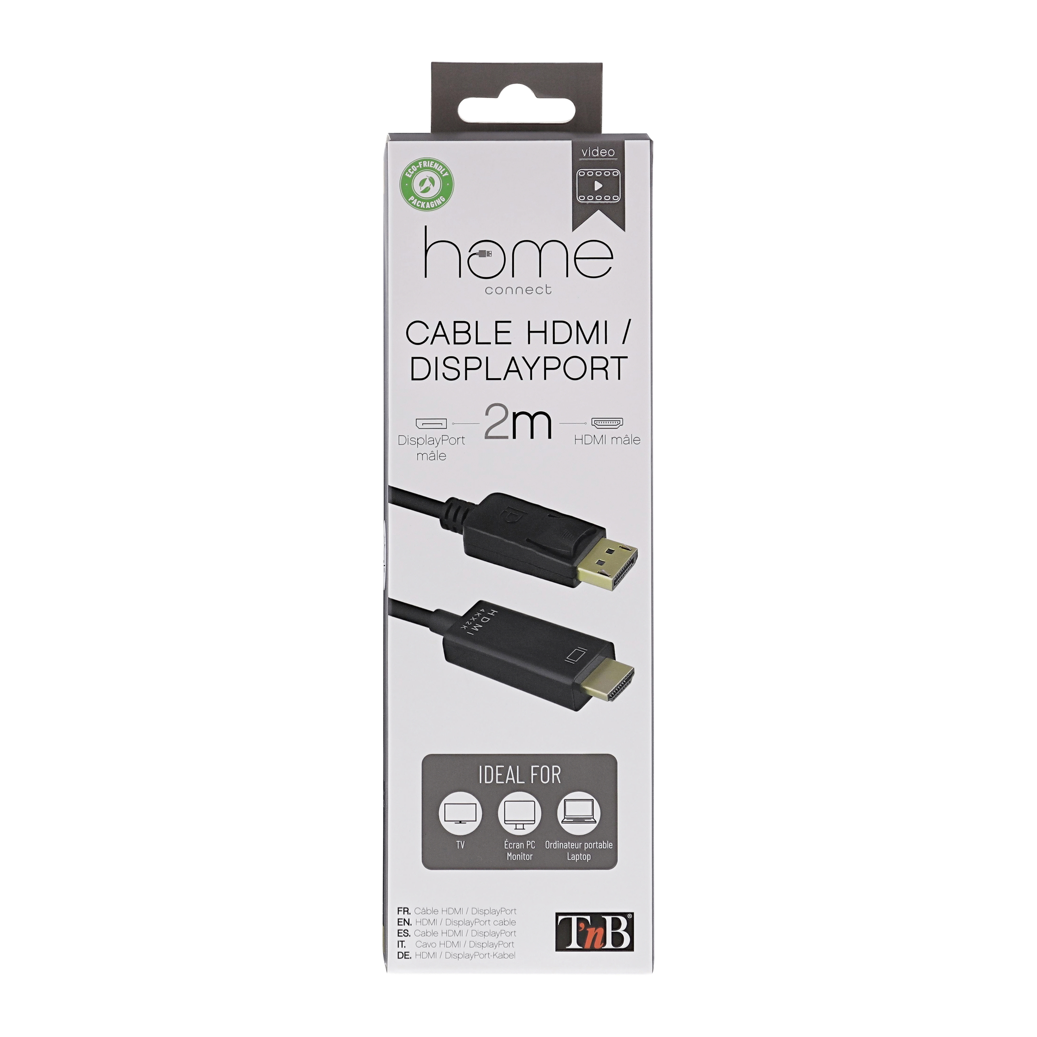 HDMI Male / DisplayPort Male 4K Cable 2m4