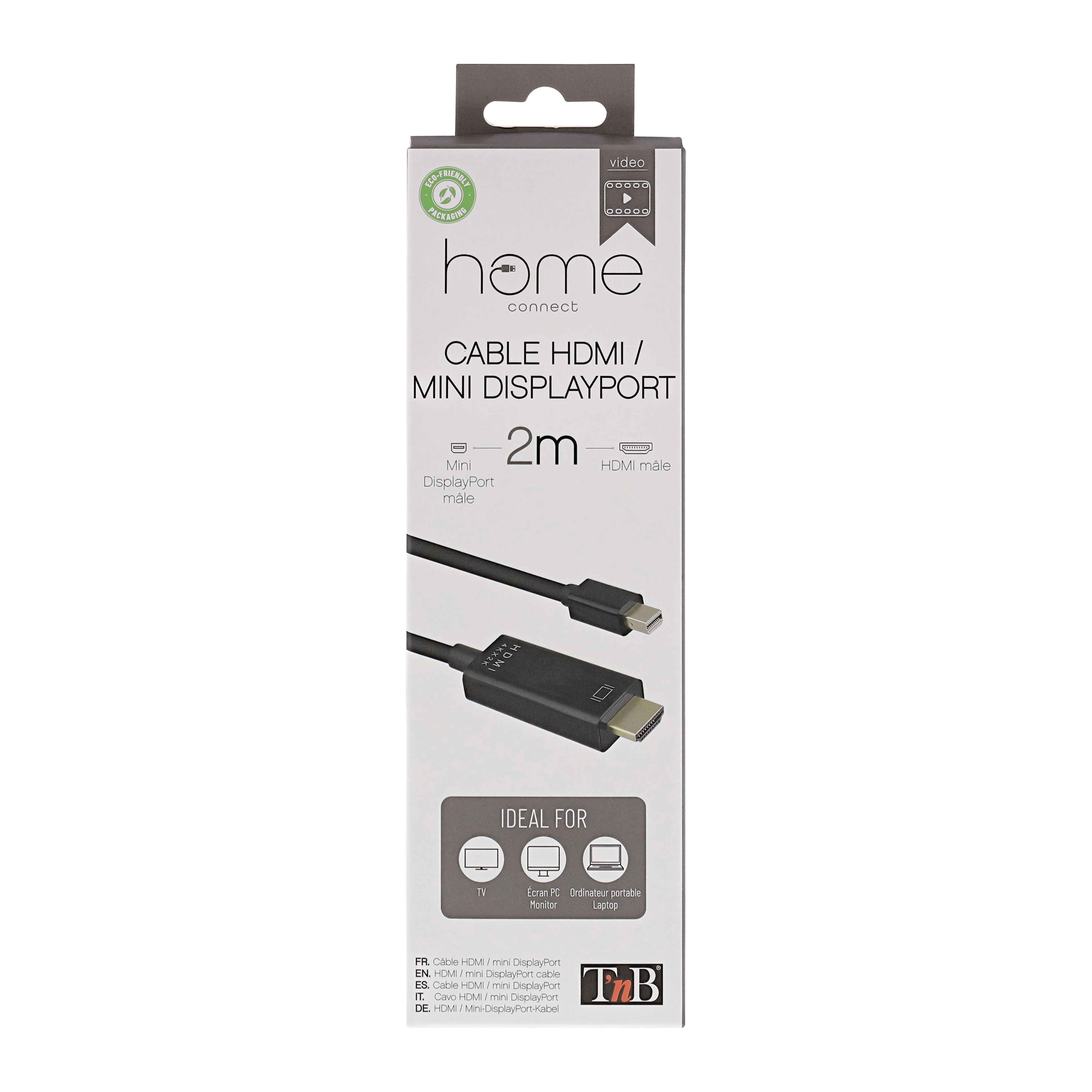 HDMI male cable / Mini DIisplayPort male 4K 2m4