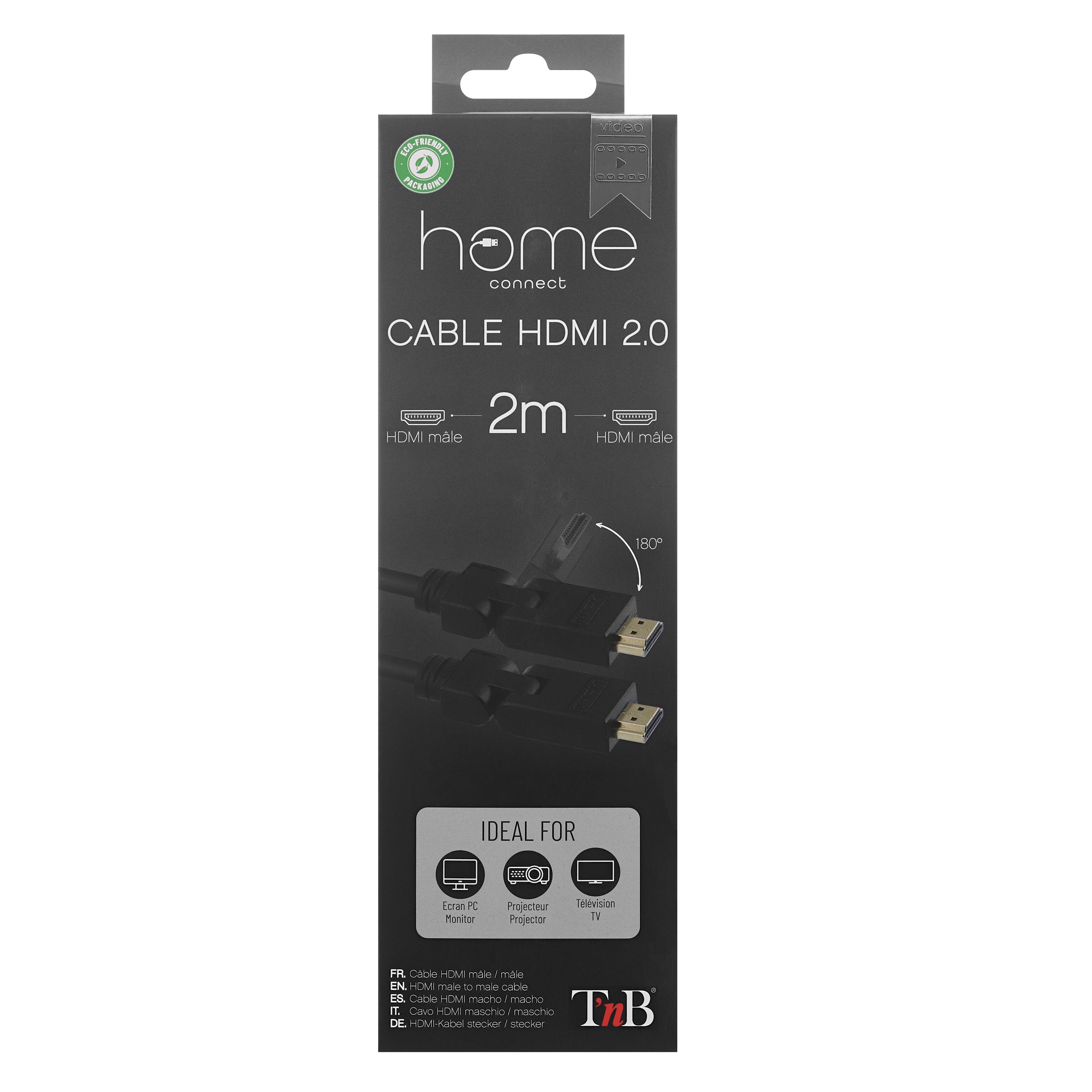 Cable HDMI macho / HDMI macho plegable 2m5