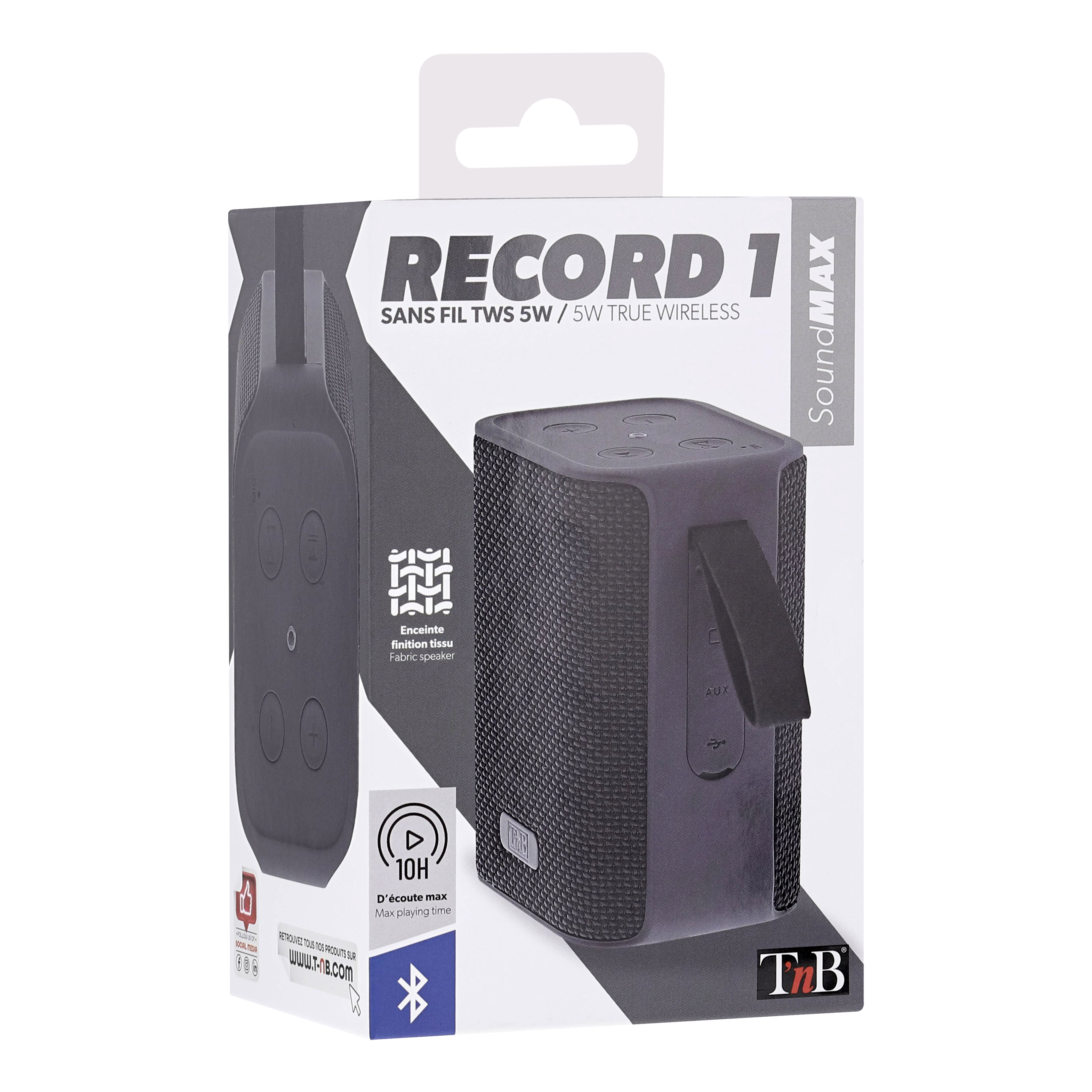 Enceinte sans fil TWS RECORD V1 noir 2e génération4