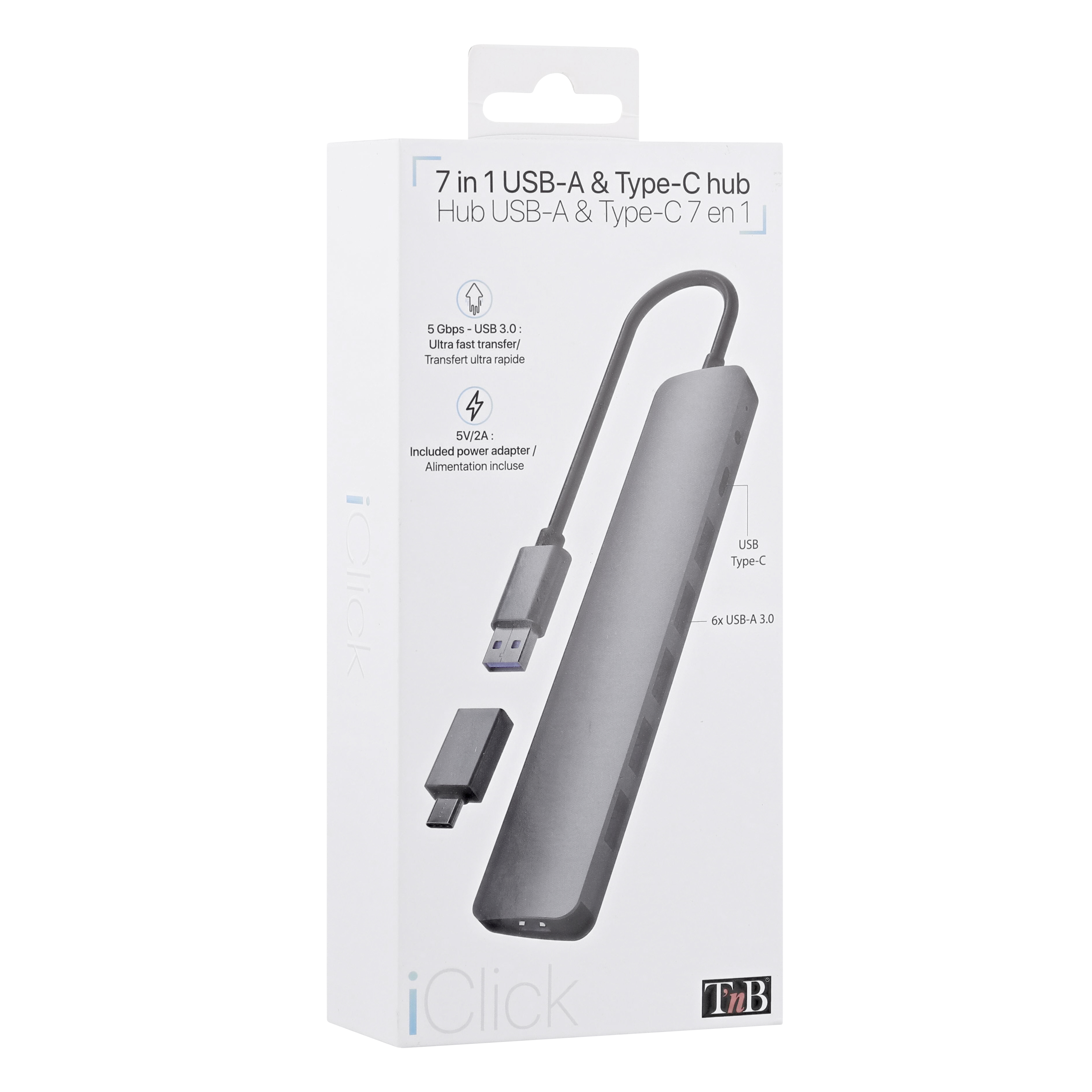 Hub USB-A aluminium vers 7x USB-A 3.06