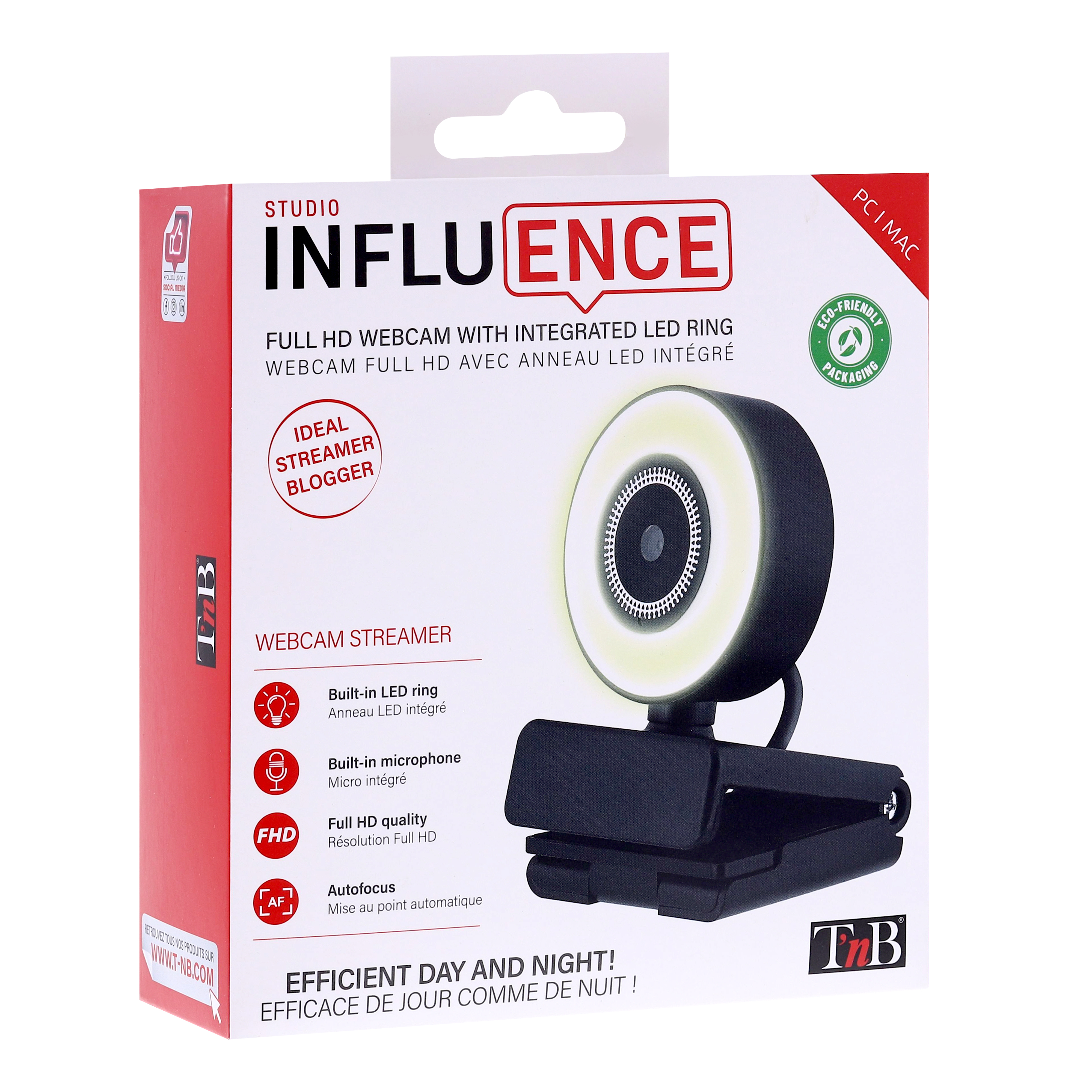 Webcam streamer 1080 P avec anneau LED intégré - INFLUENCE4