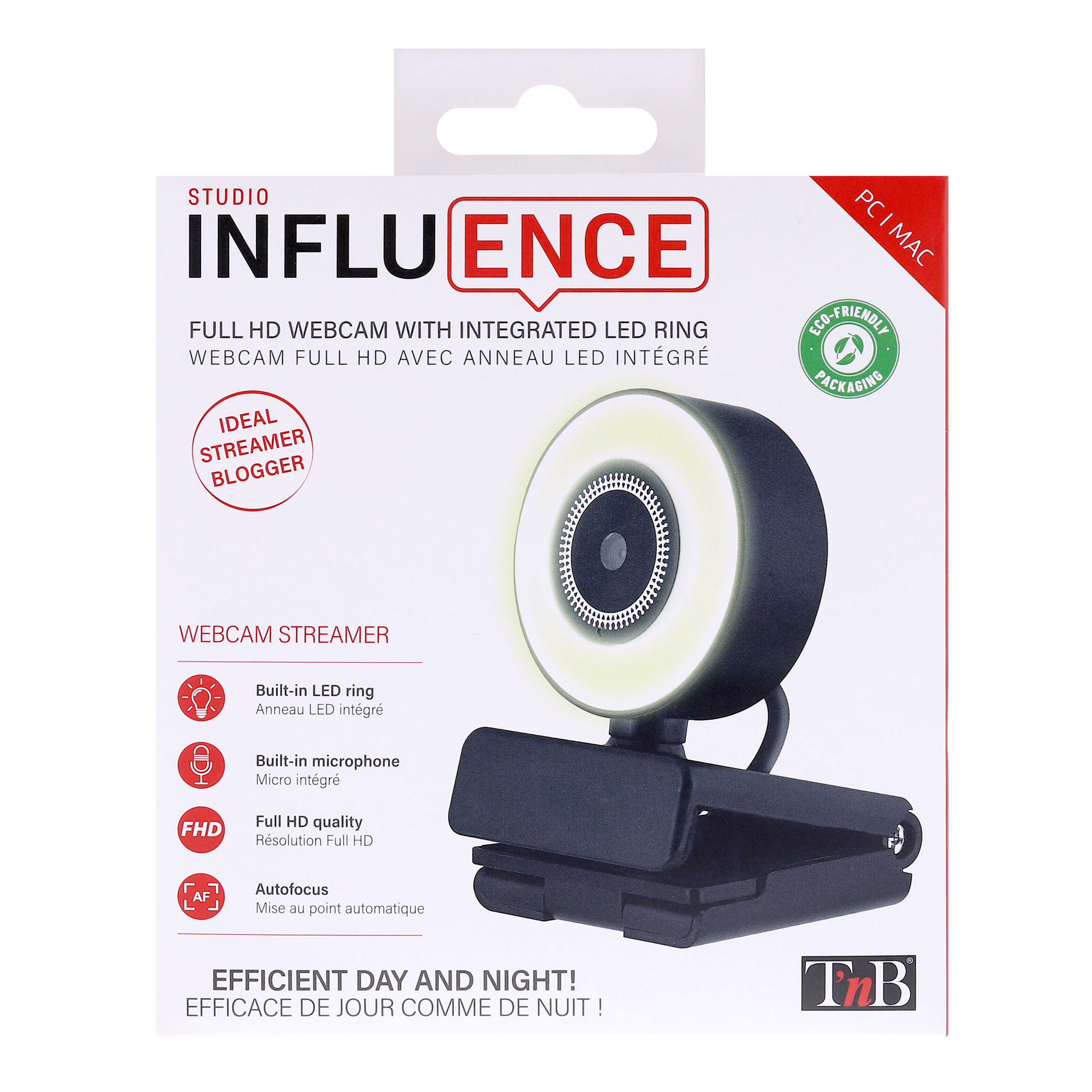 Webcam streamer 1080 P avec anneau LED intégré - INFLUENCE5