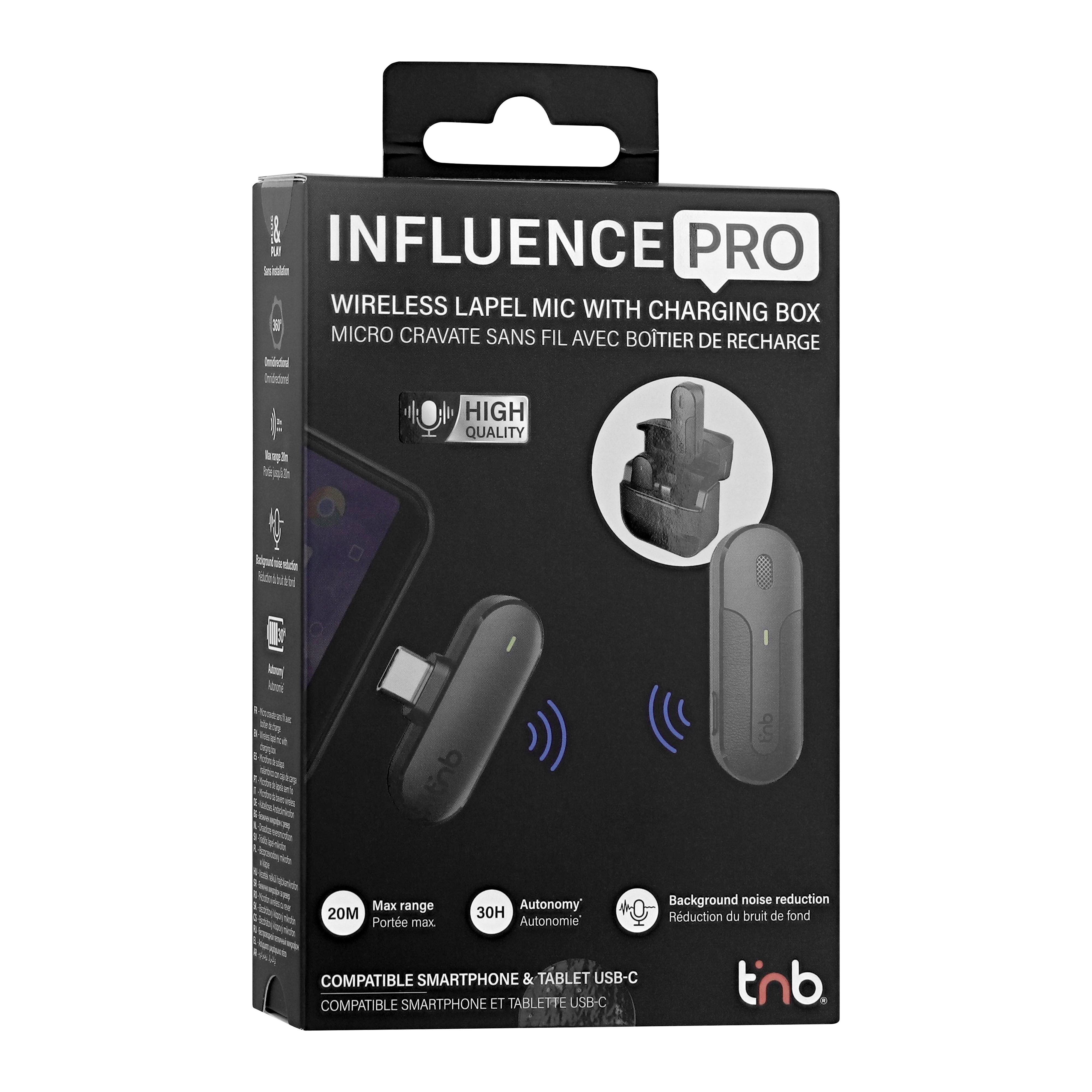 Wireless Lavalier Microphone with Charging Case - INFLUENCE PRO4