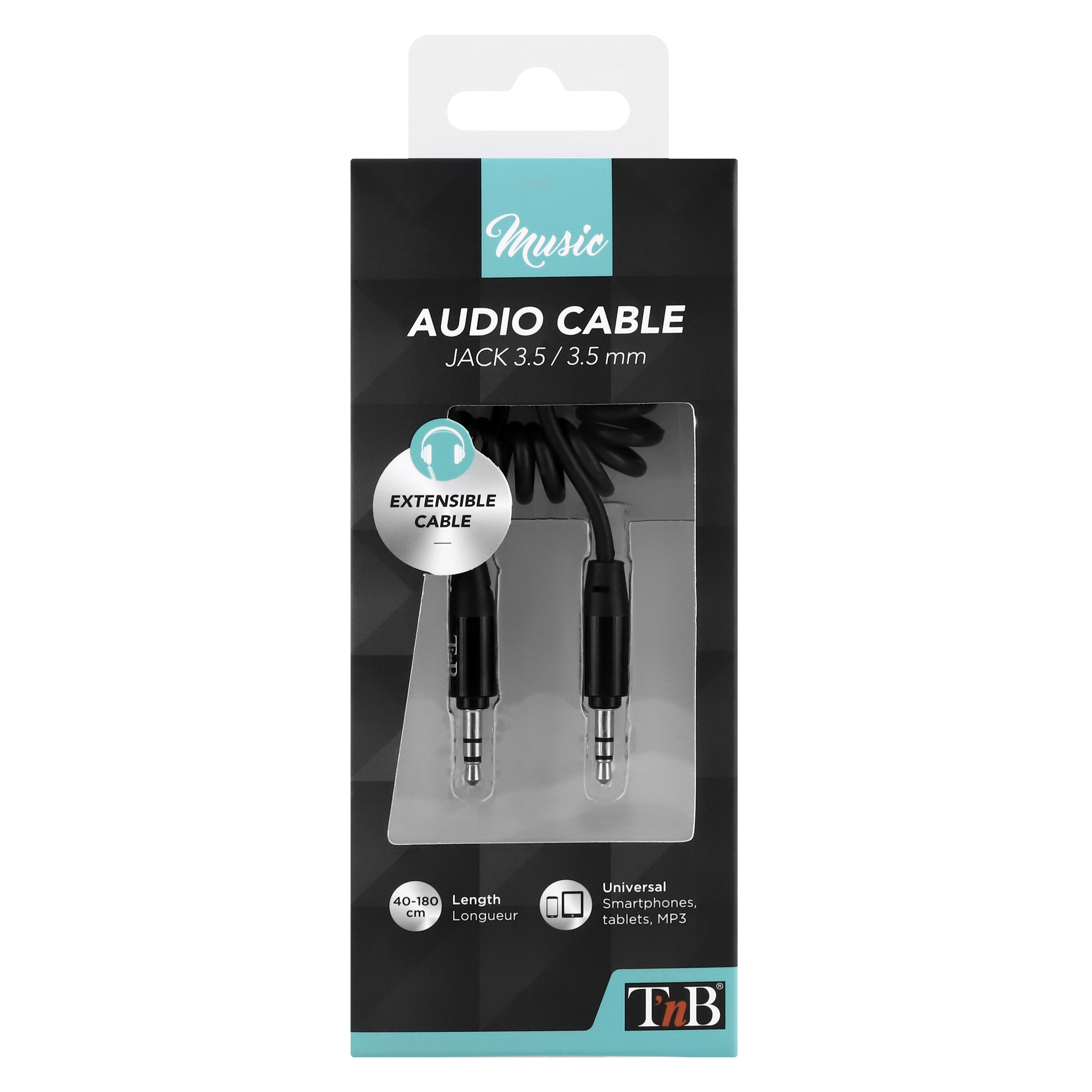 Câble twist jack 3,5mm mâle / jack 3,5mm mâle 1,8m noir5