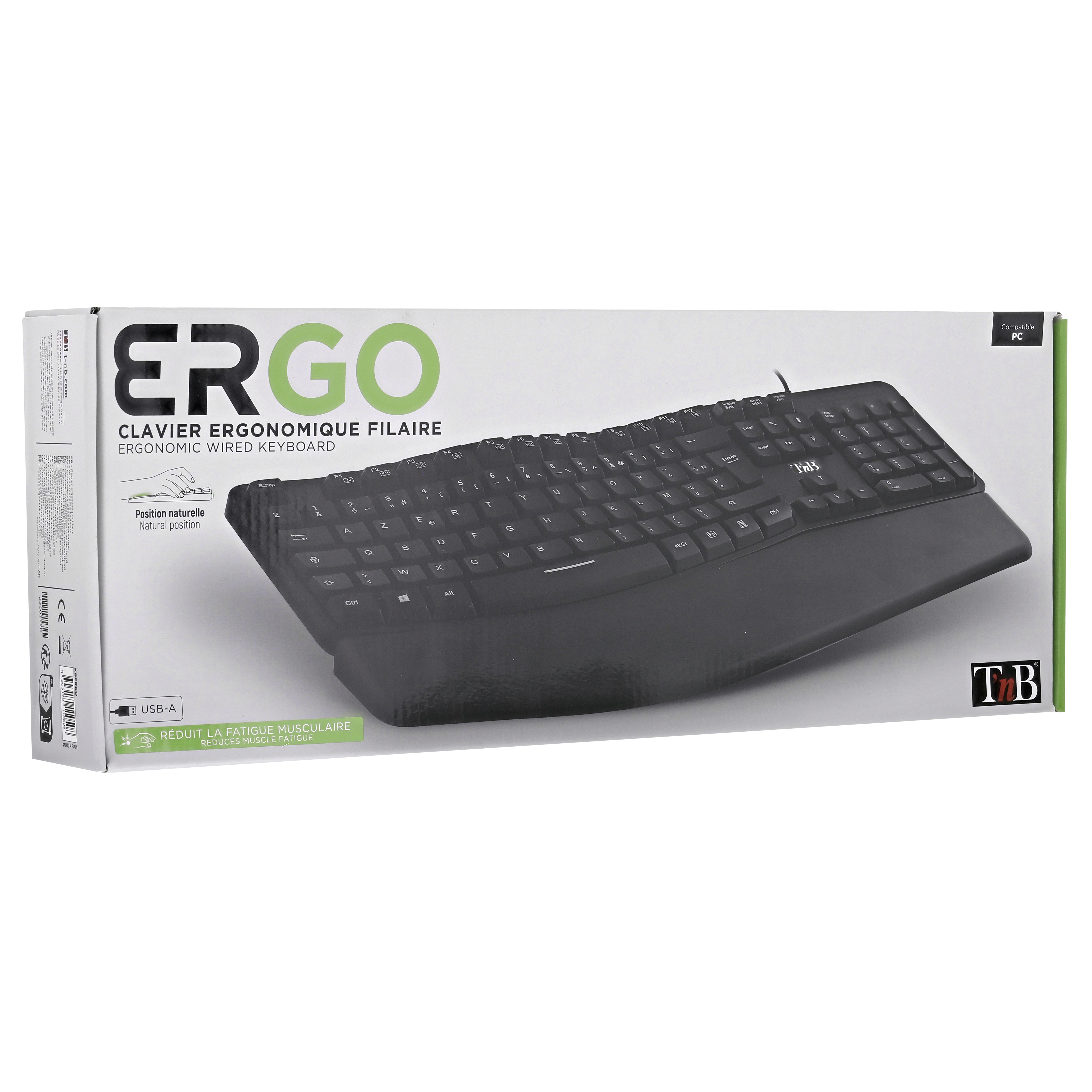 ERGONOMIC - Wired ergonomic keyboard with magnetic wrist rest10