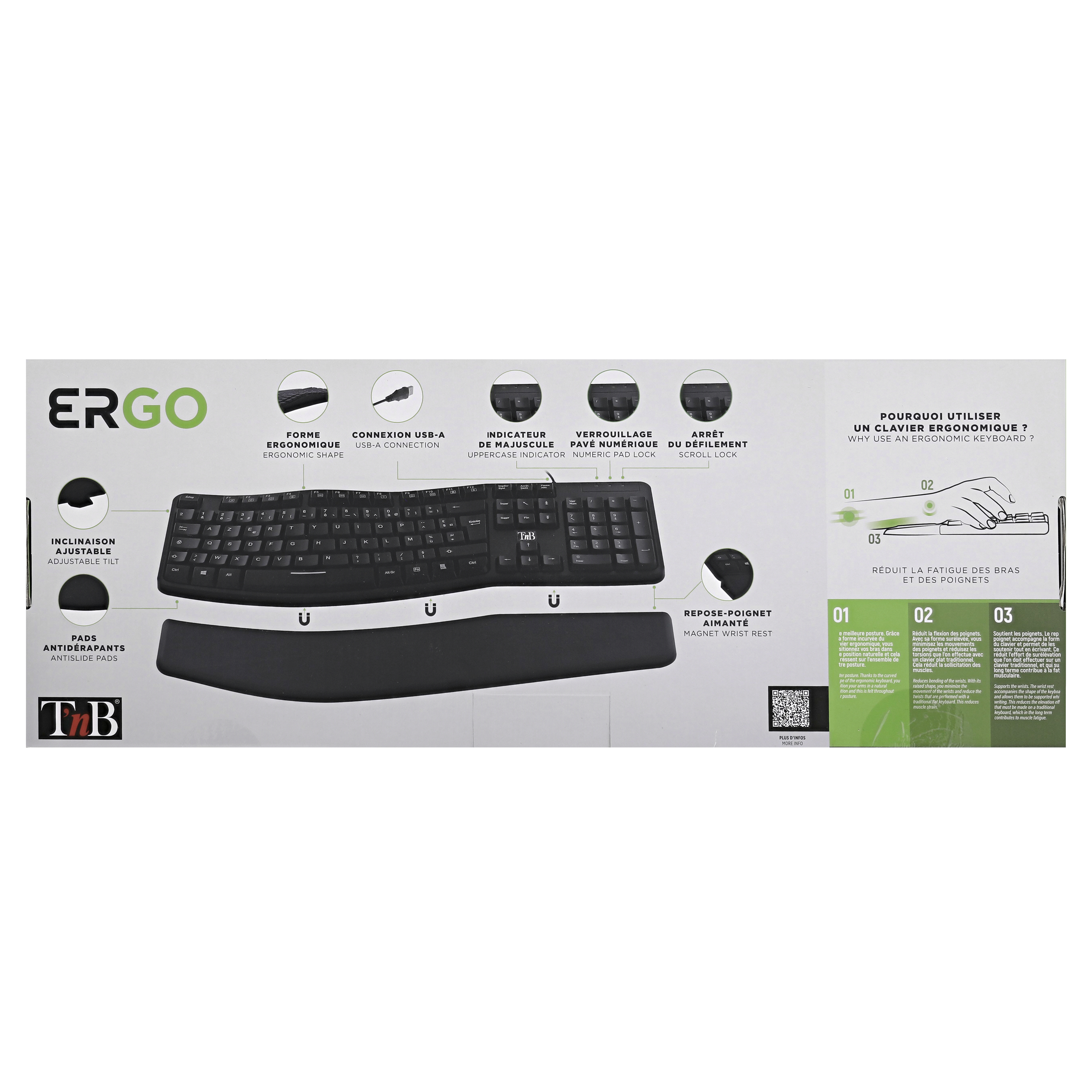 ERGONOMIC - Clavier ergonomique filaire avec repose-poignet aimanté12