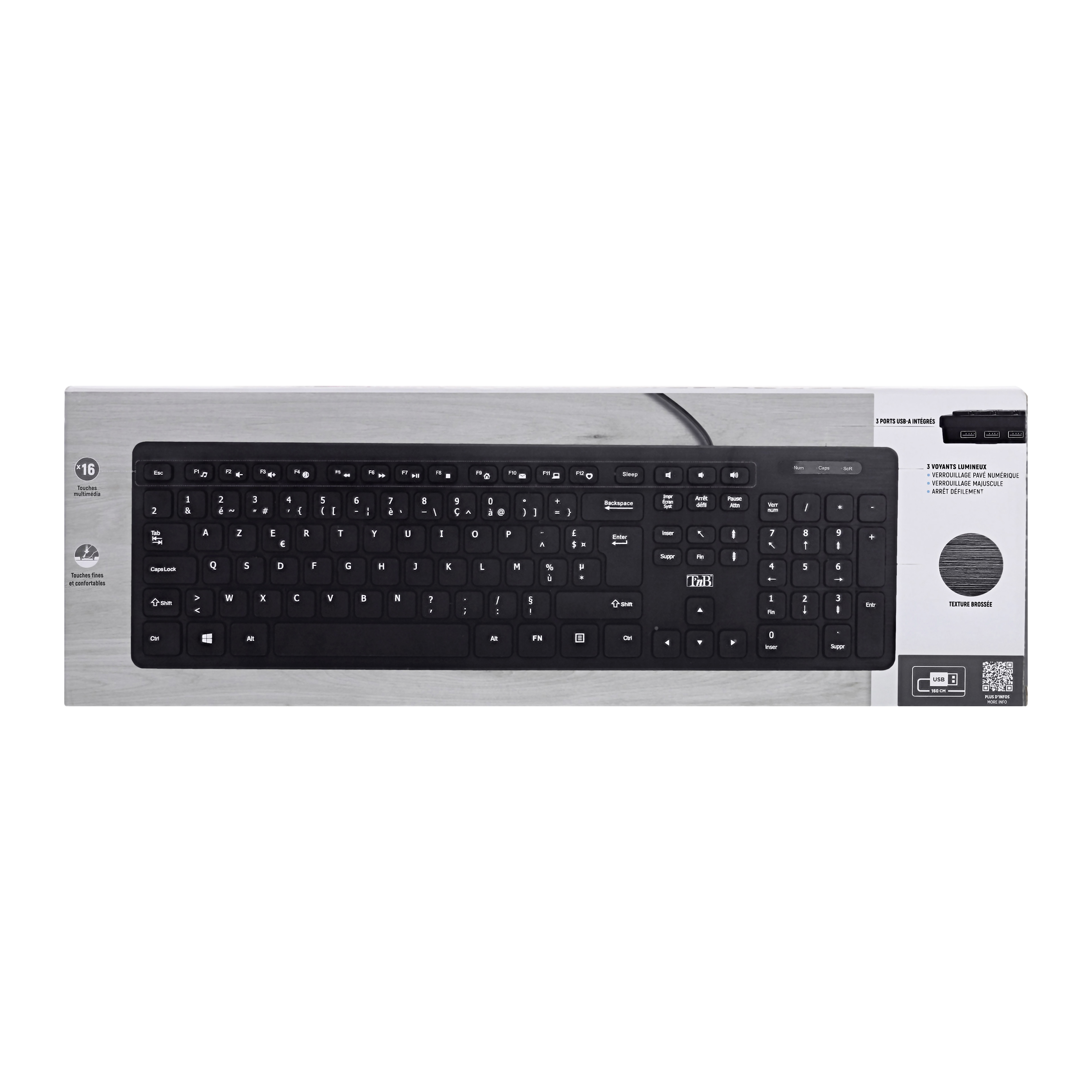 Clavier filaire avec hub 3x USB-A7