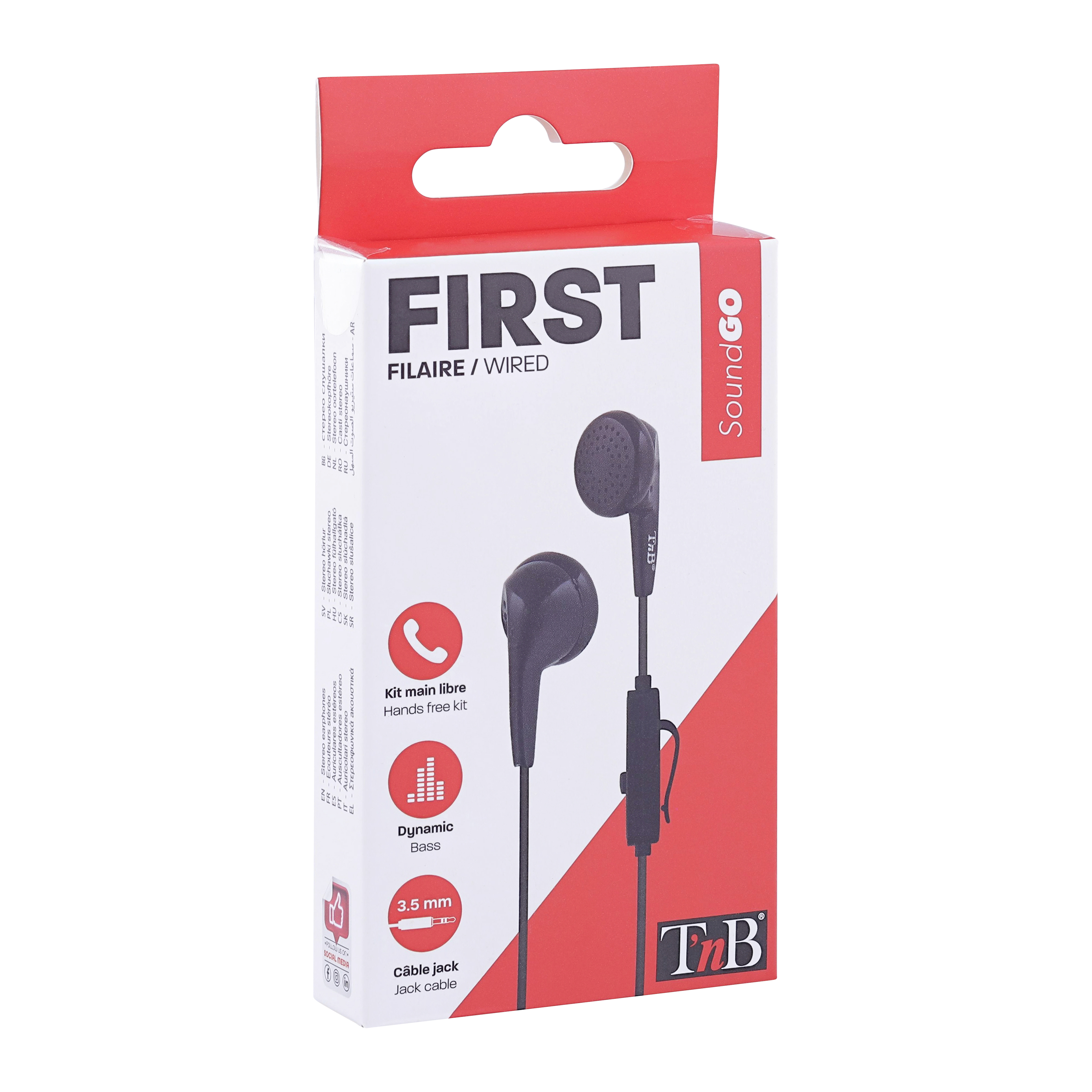 FIRST conector para auriculares con cable negro3