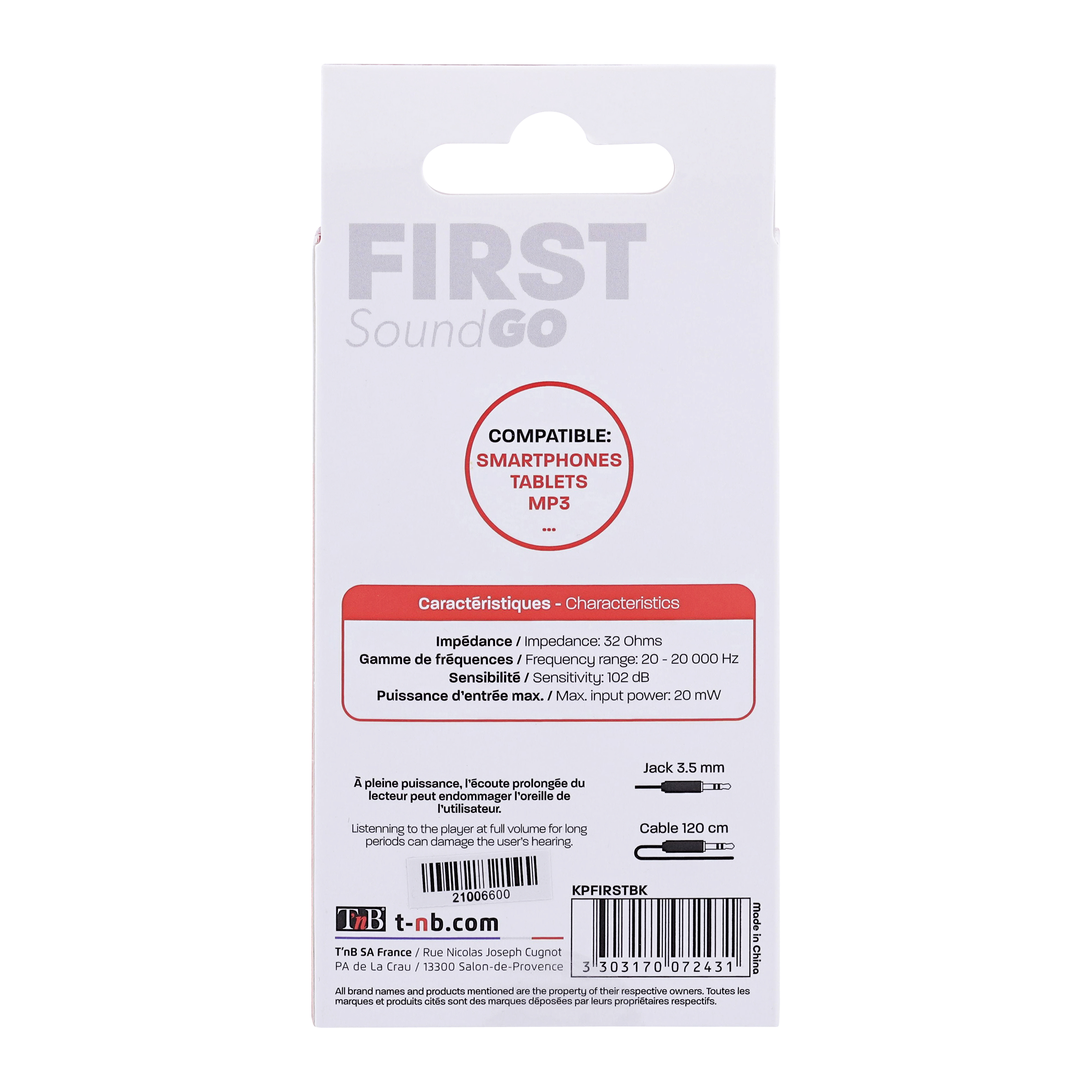 FIRST conector para auriculares con cable negro5