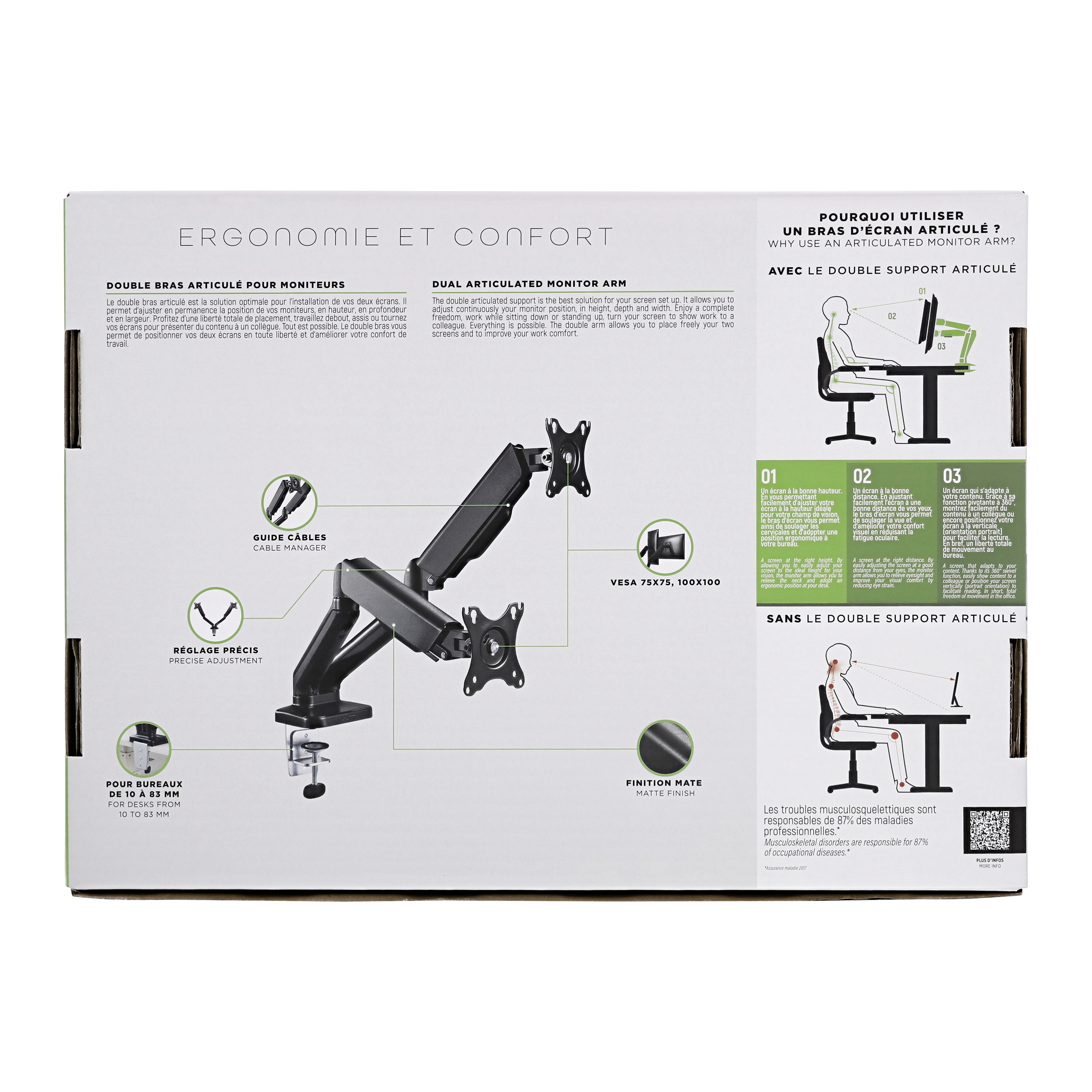 Double bras support articulé pour moniteur5