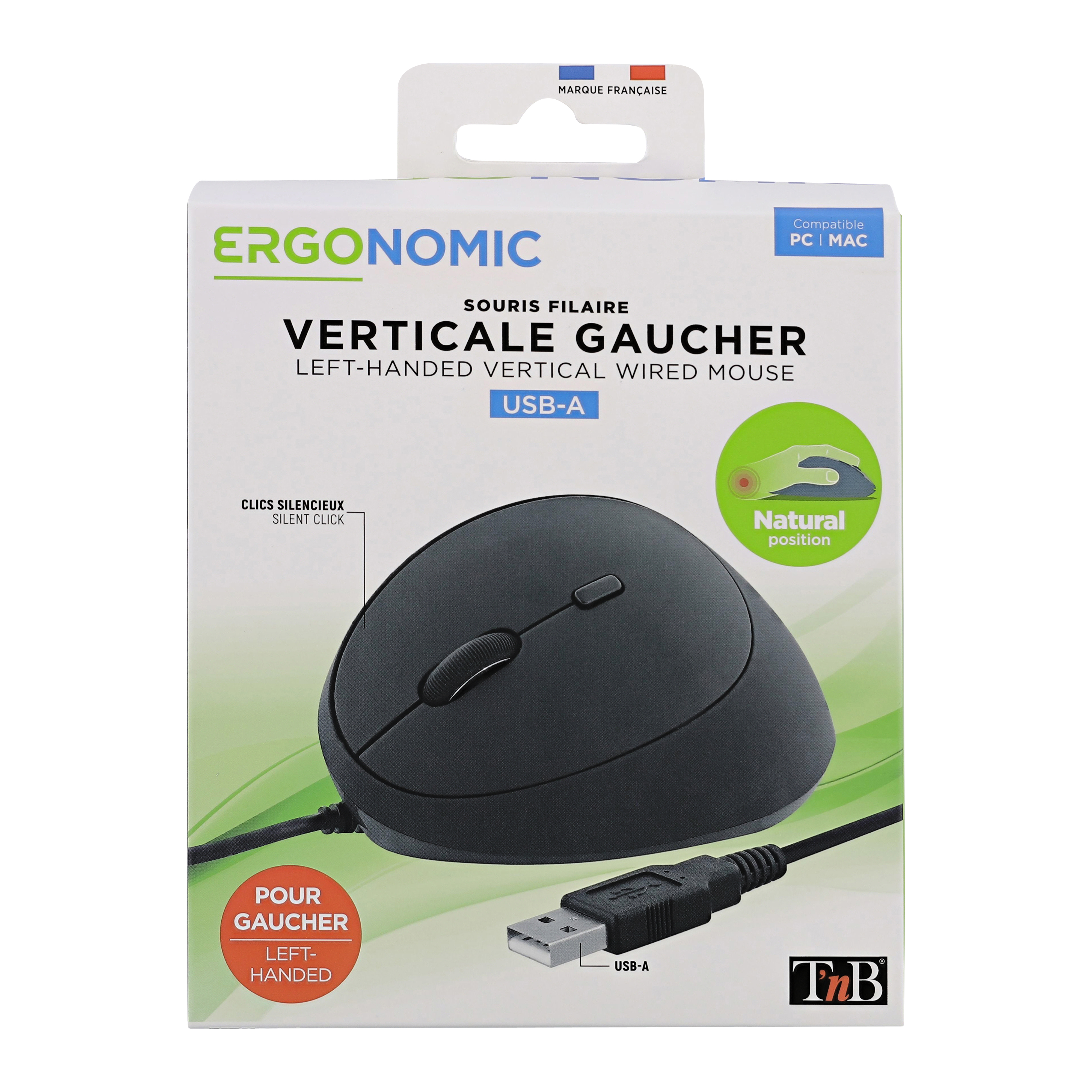 Souris filaire verticale pour gaucher - ERGONOMIC7