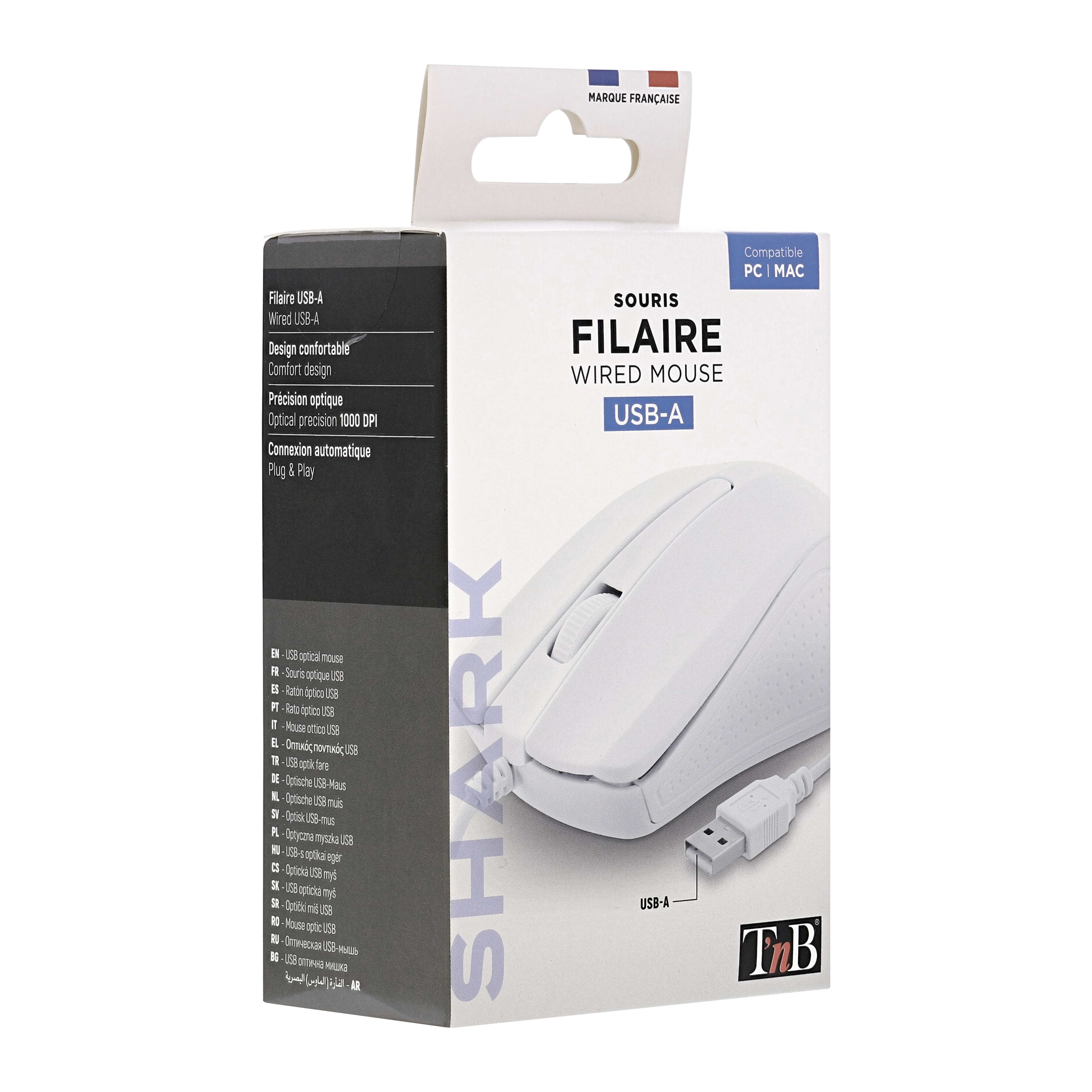 Shark white wired optical mouse2