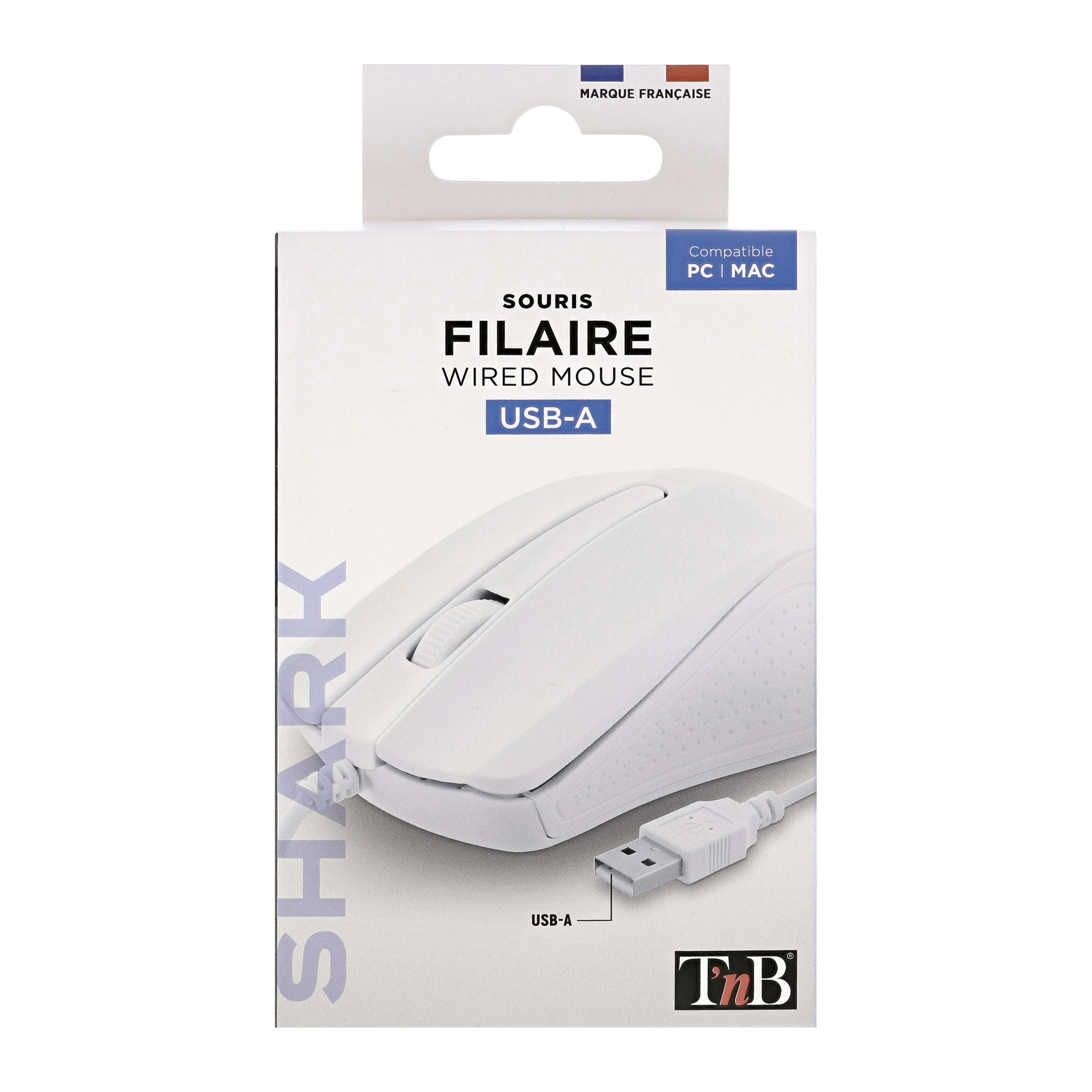 Shark white wired optical mouse3