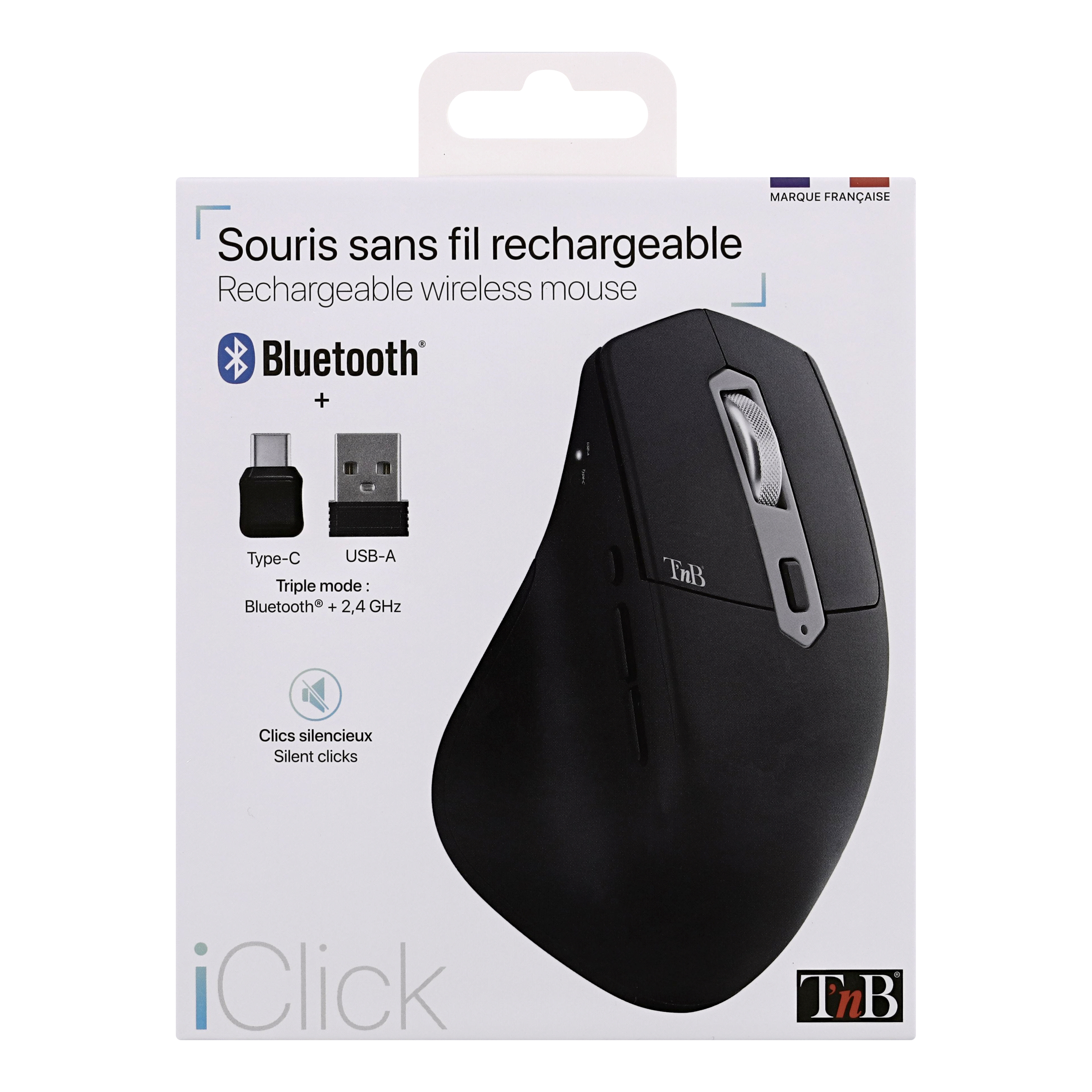 Souris sans fil semi-ergonomique TRIPLE CONNECT iClick8