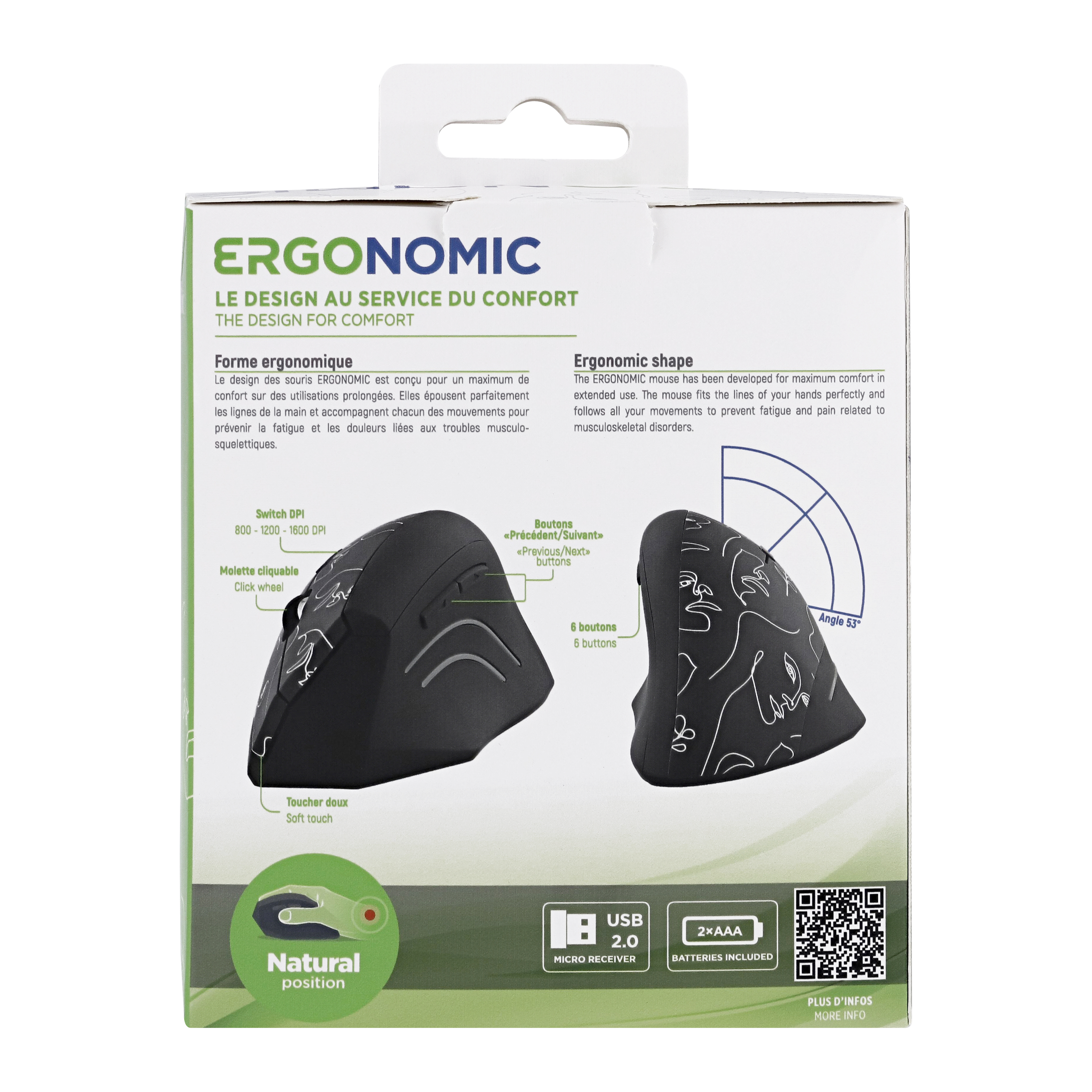 EXCLUSIV ART Vertical Ergonomic Wireless Mouse6