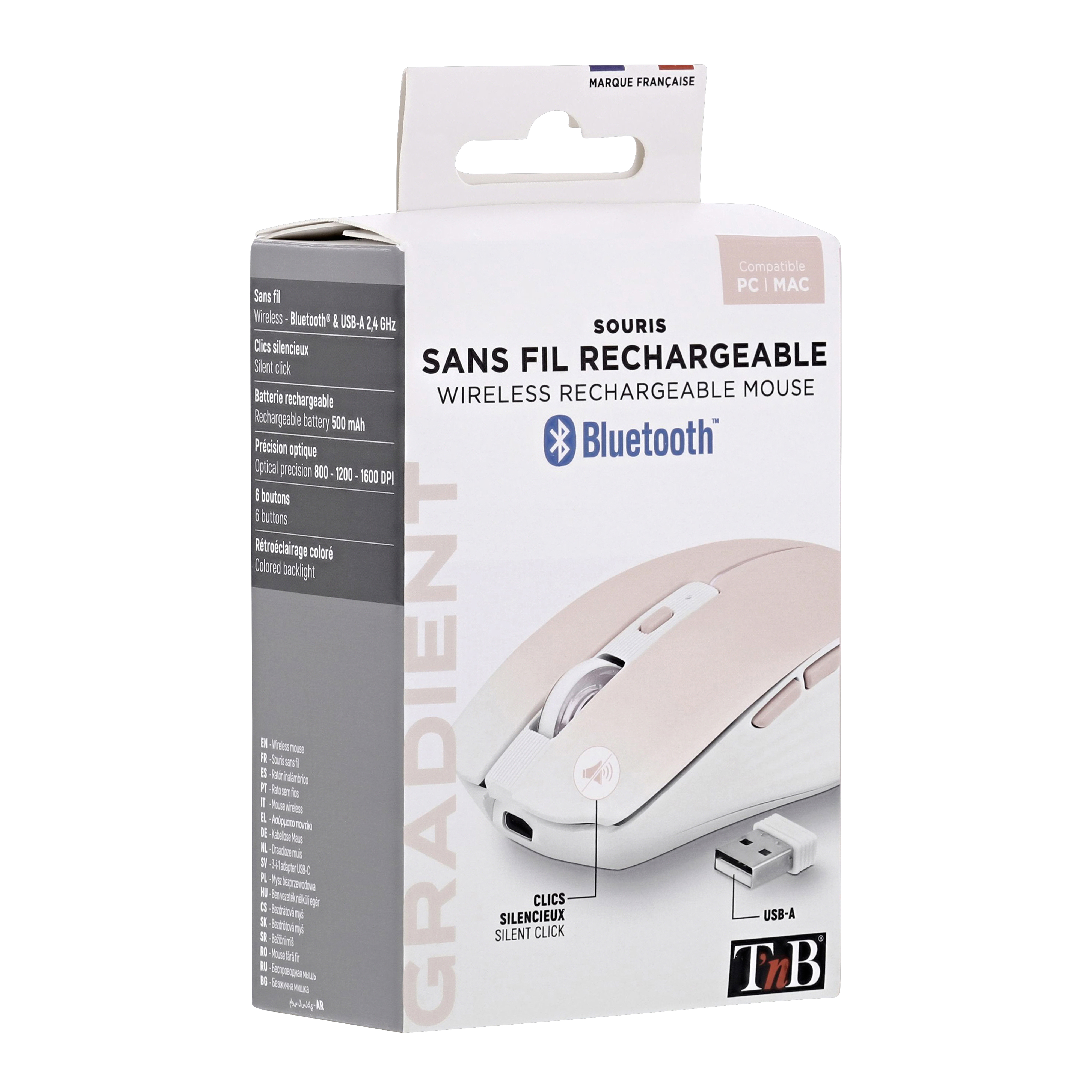 Souris colorée rechargeable DUAL CONNECT rose - GRADIENT5