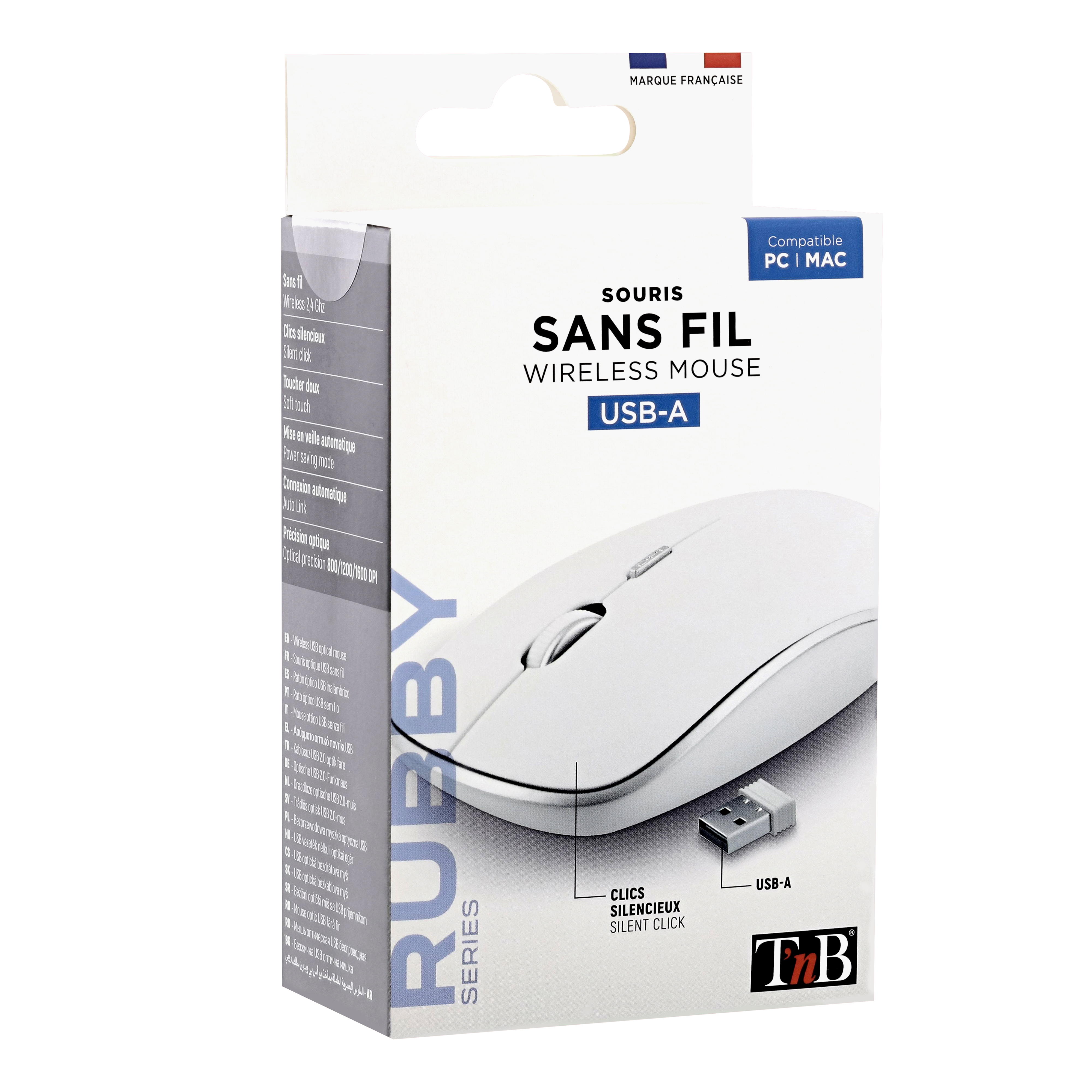 Souris sans fil silent click RUBBY blanche3