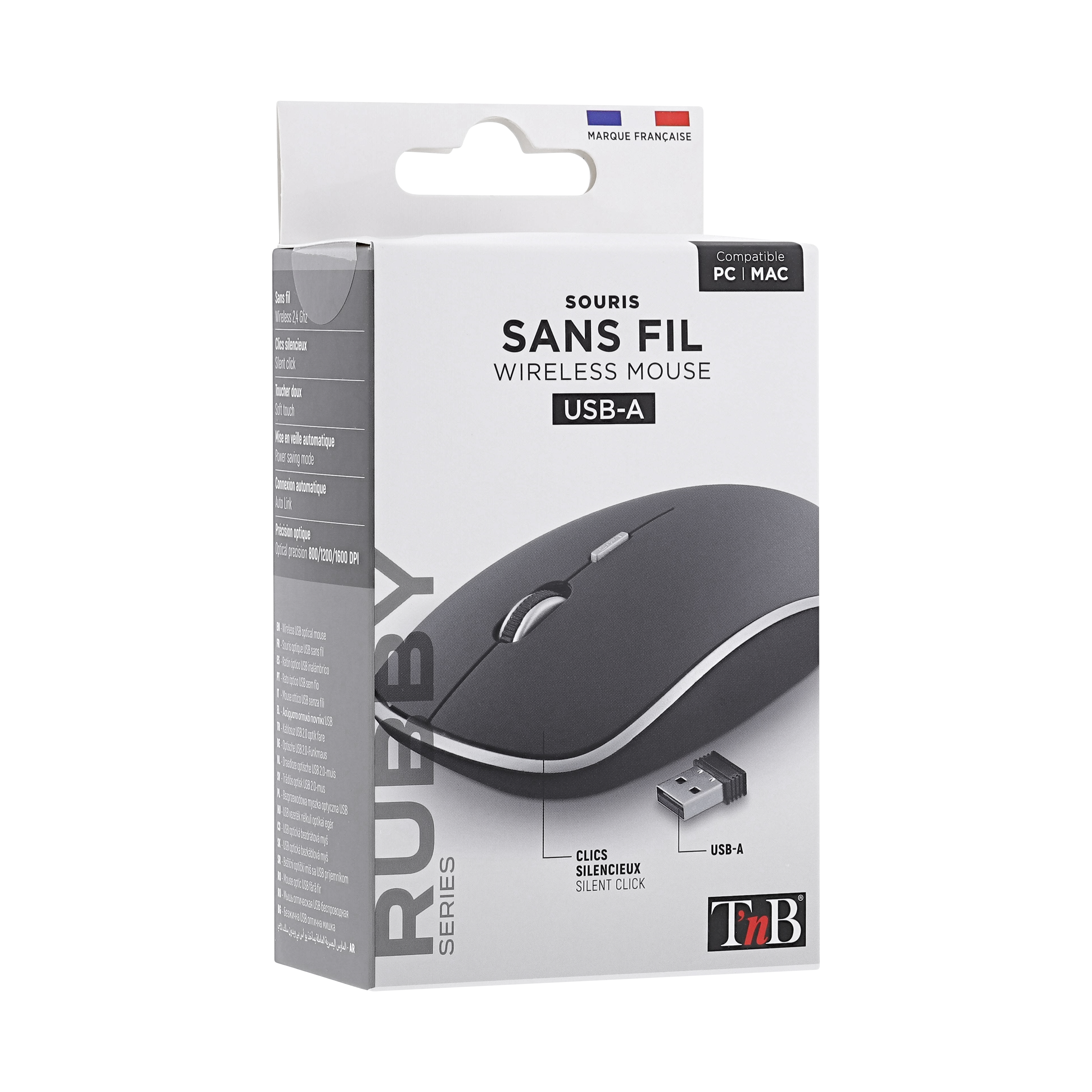 Souris sans fil silent click RUBBY noire3