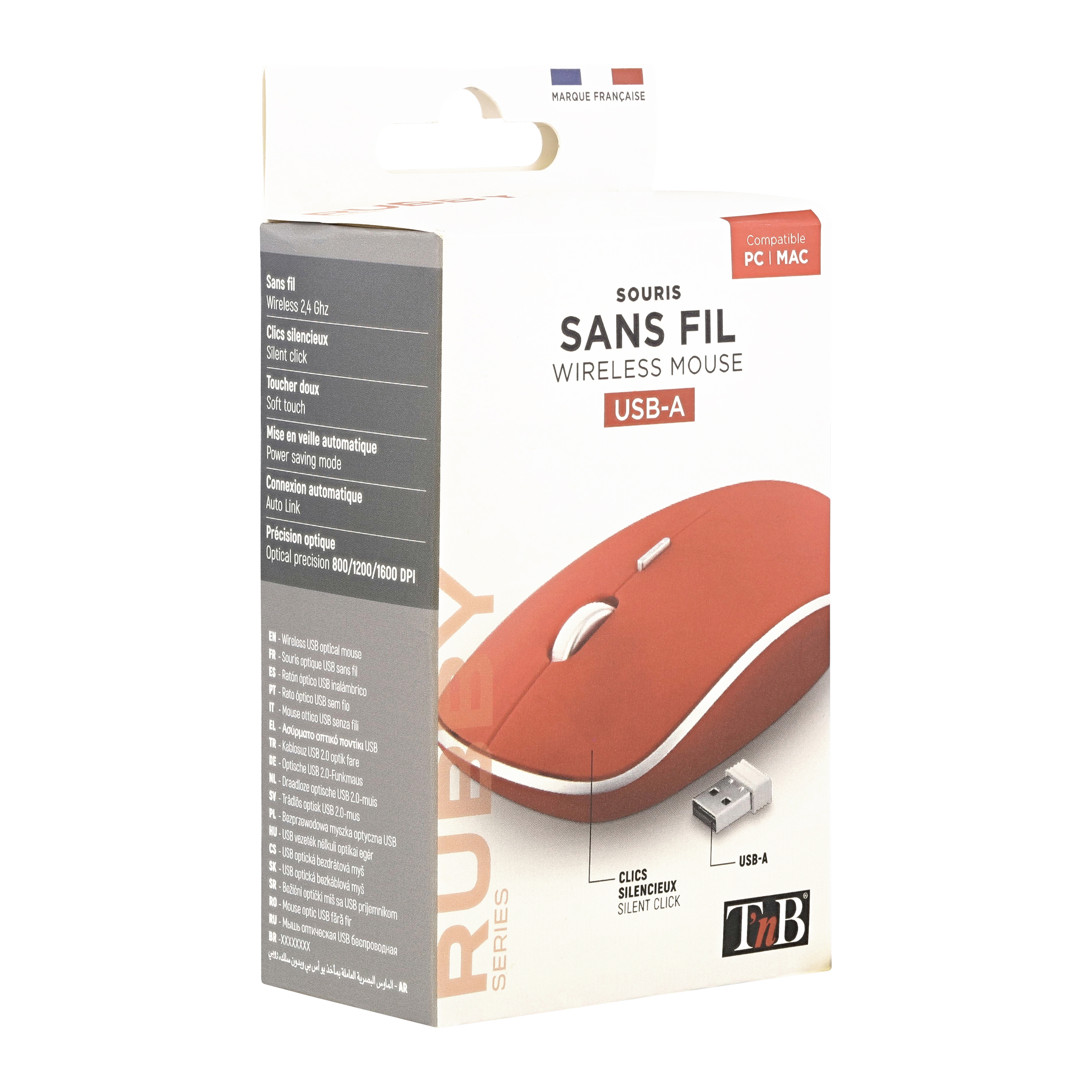 Souris sans fil silent click RUBBY rouge3