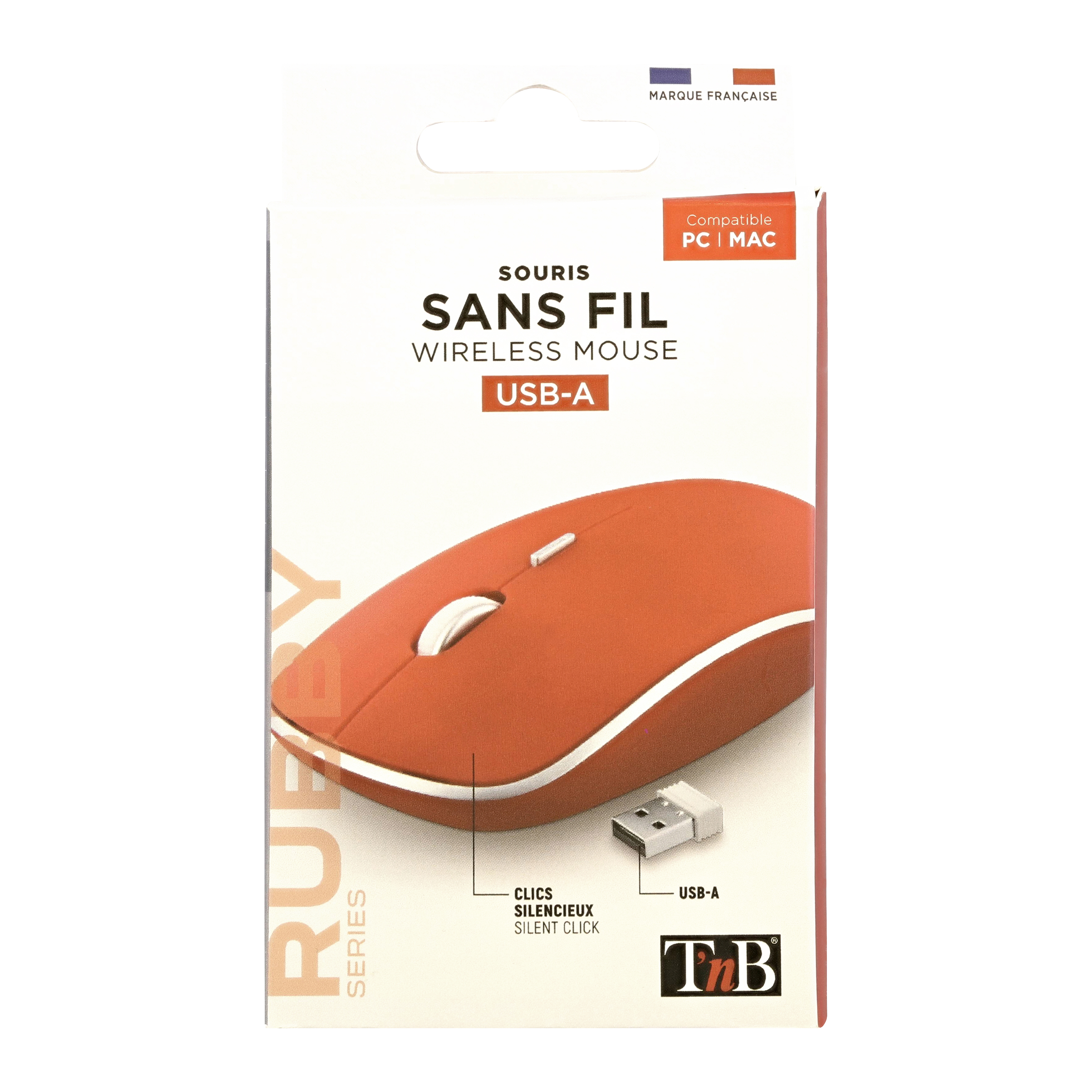 Souris sans fil silent click RUBBY rouge4