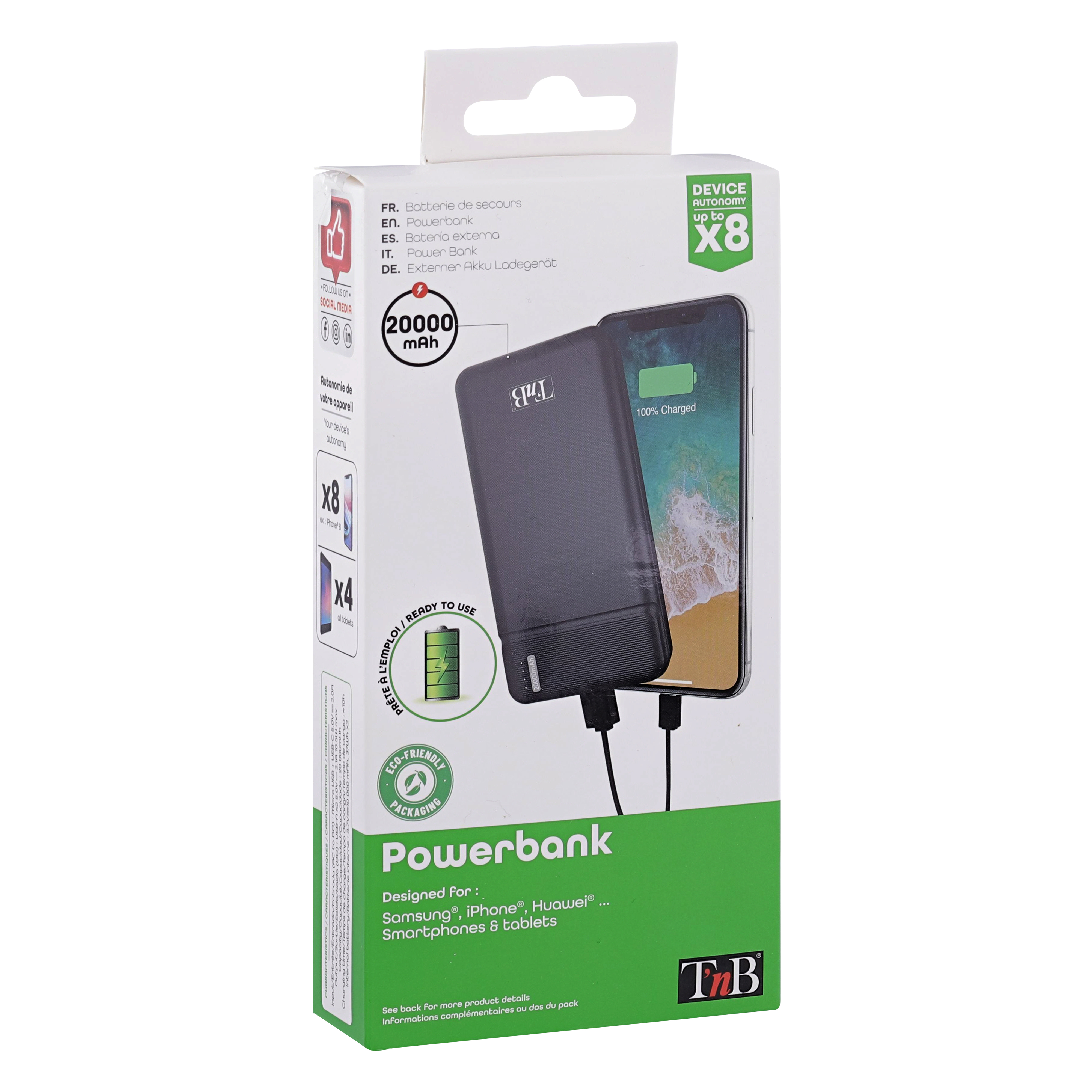 2 baterías externas USB de 20.000 mAh y 10 W6