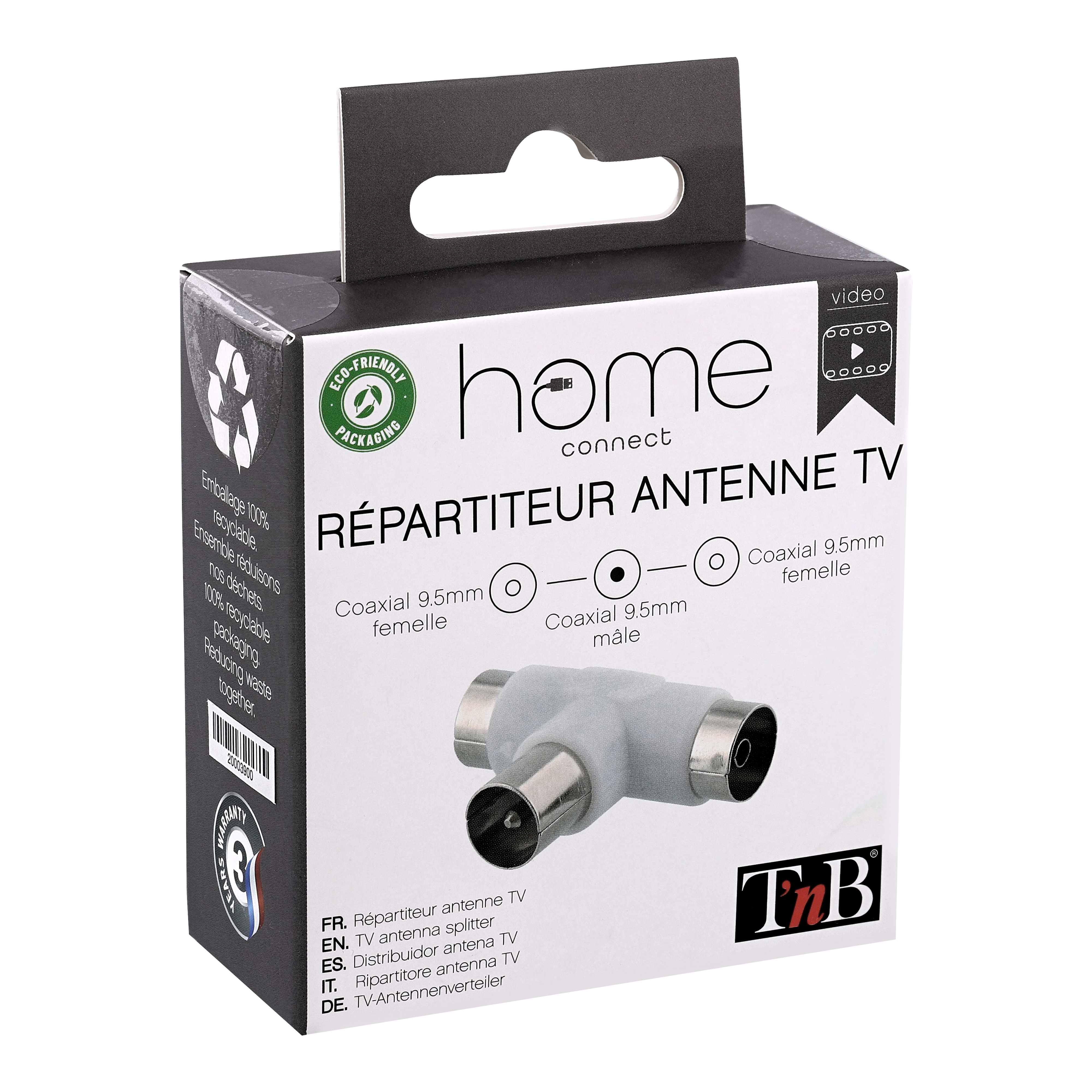 Adaptateur antenne TV 9,5mm mâle / 2 x 9,5mm femelle3