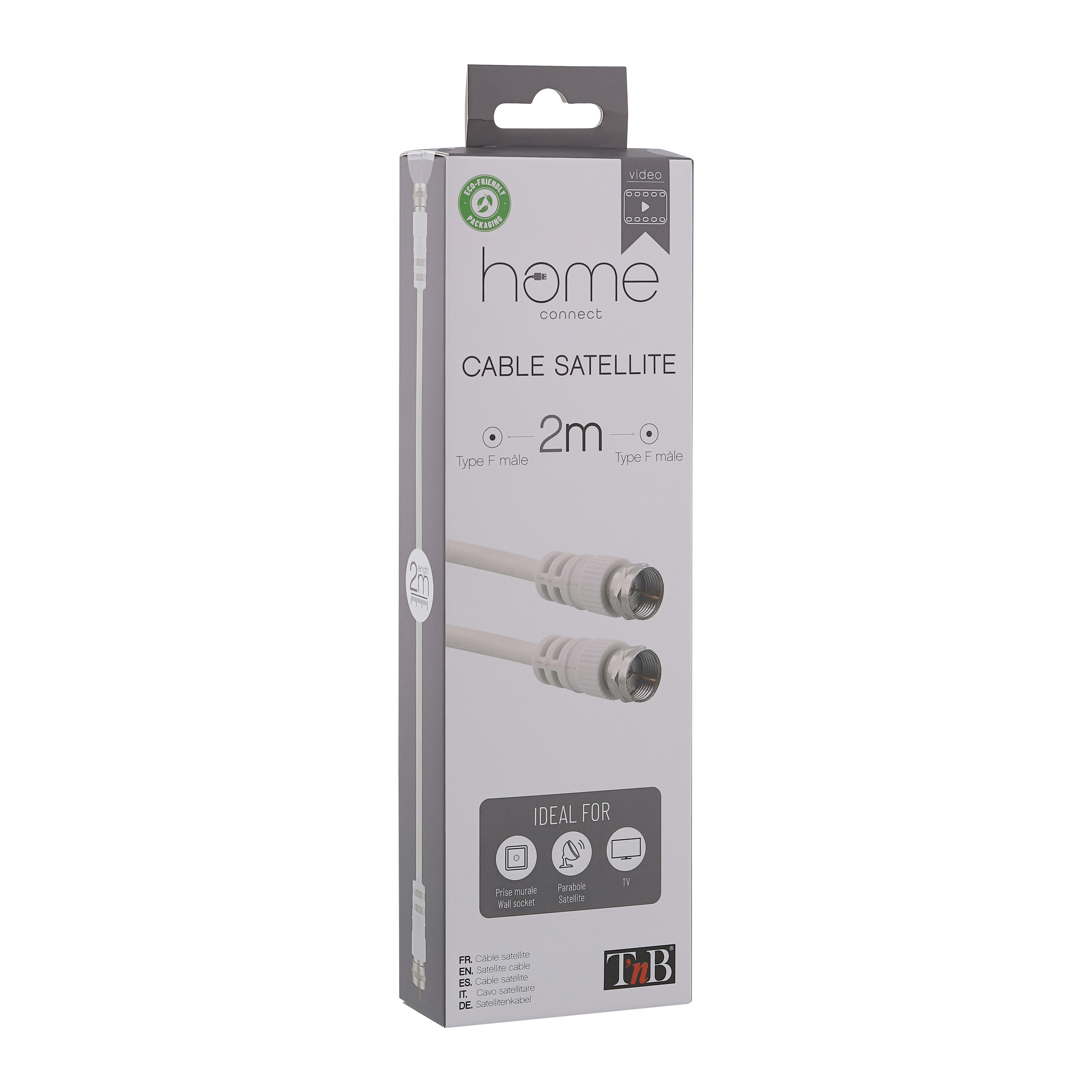 Cable satélite tipo F macho/macho 2m4