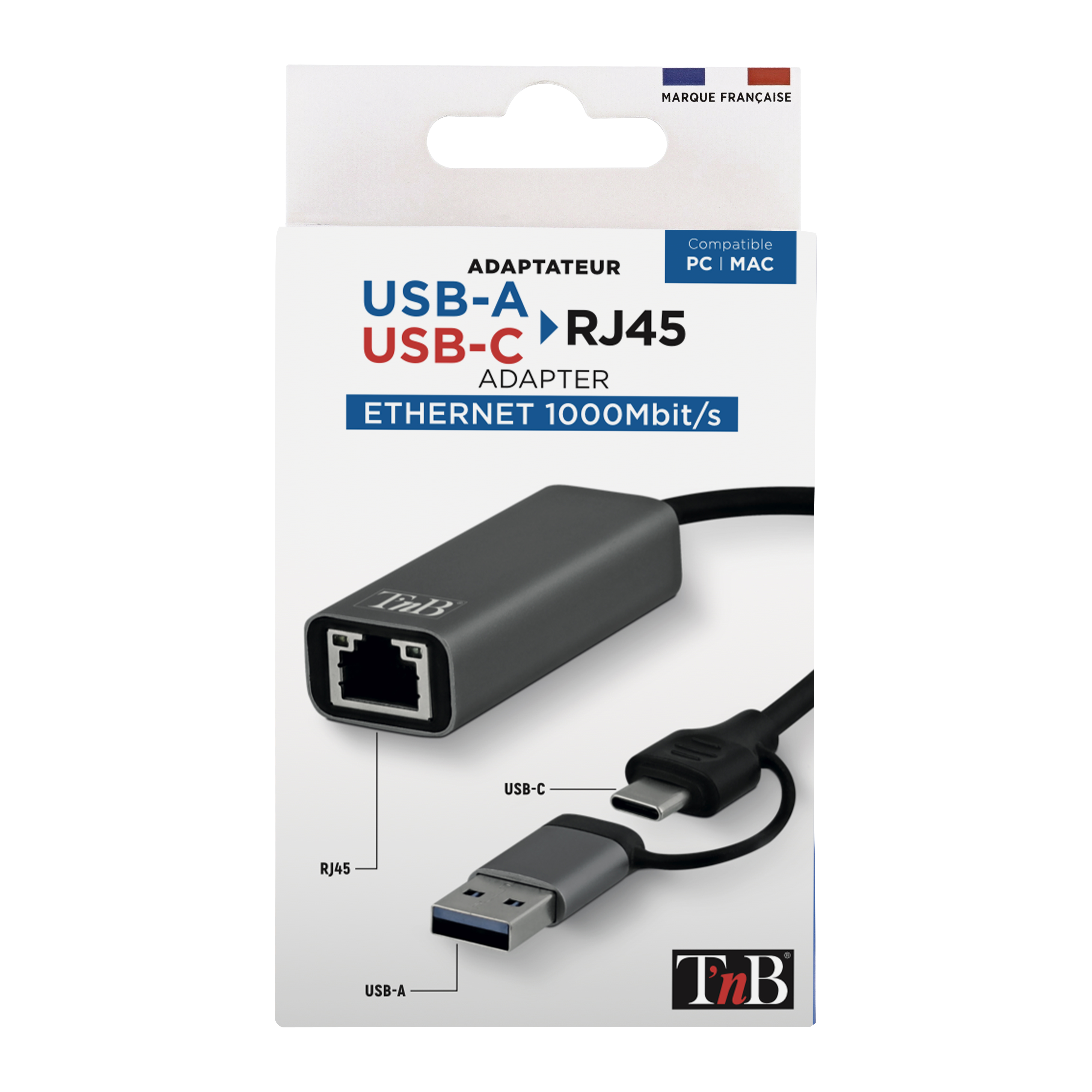 Adaptateur USB-C & USB-A vers RJ453