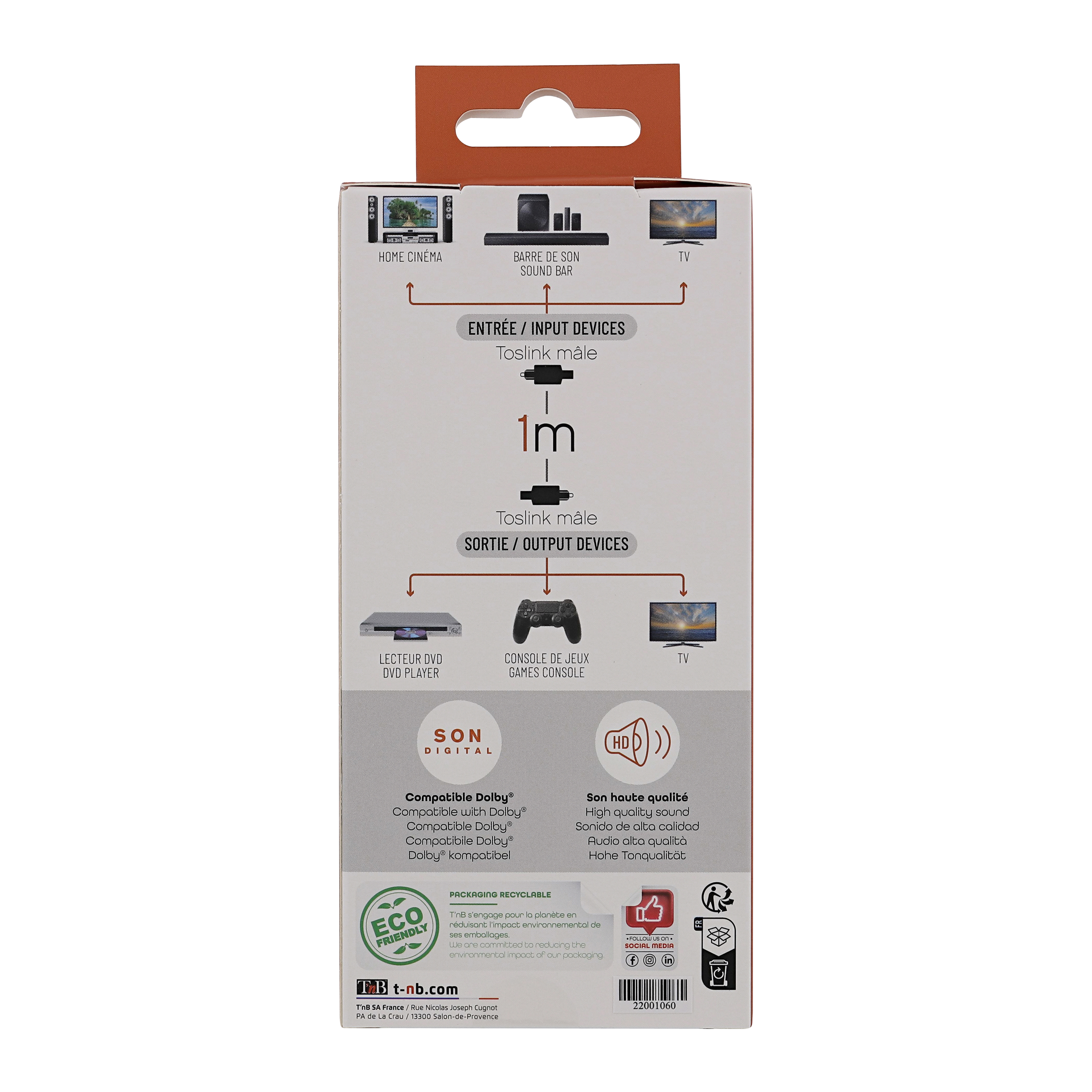 Toslink optical cable male / male 1m6