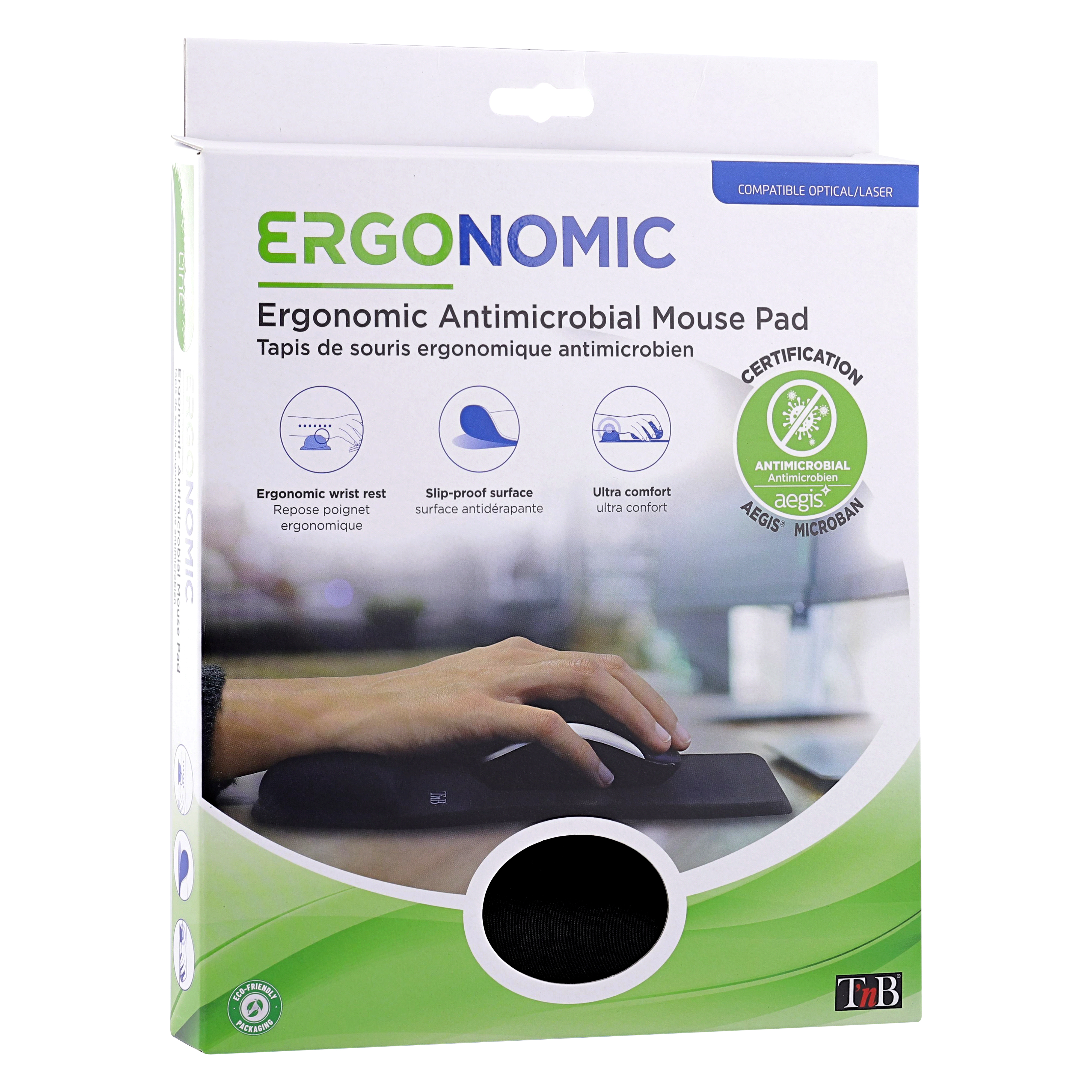 Tapis de souris ergonomique gel antimicrobien noir3