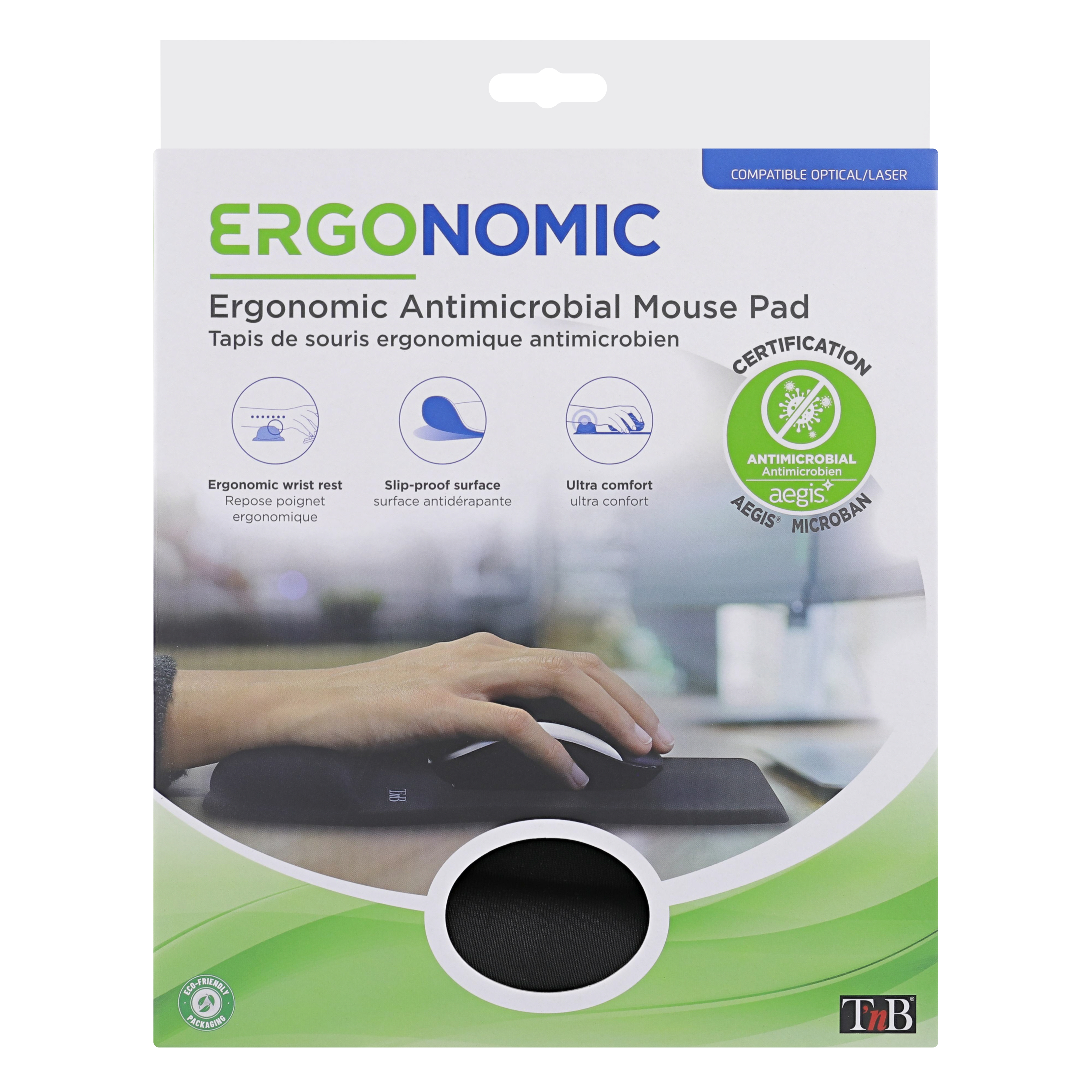 Tapis de souris ergonomique gel antimicrobien noir4