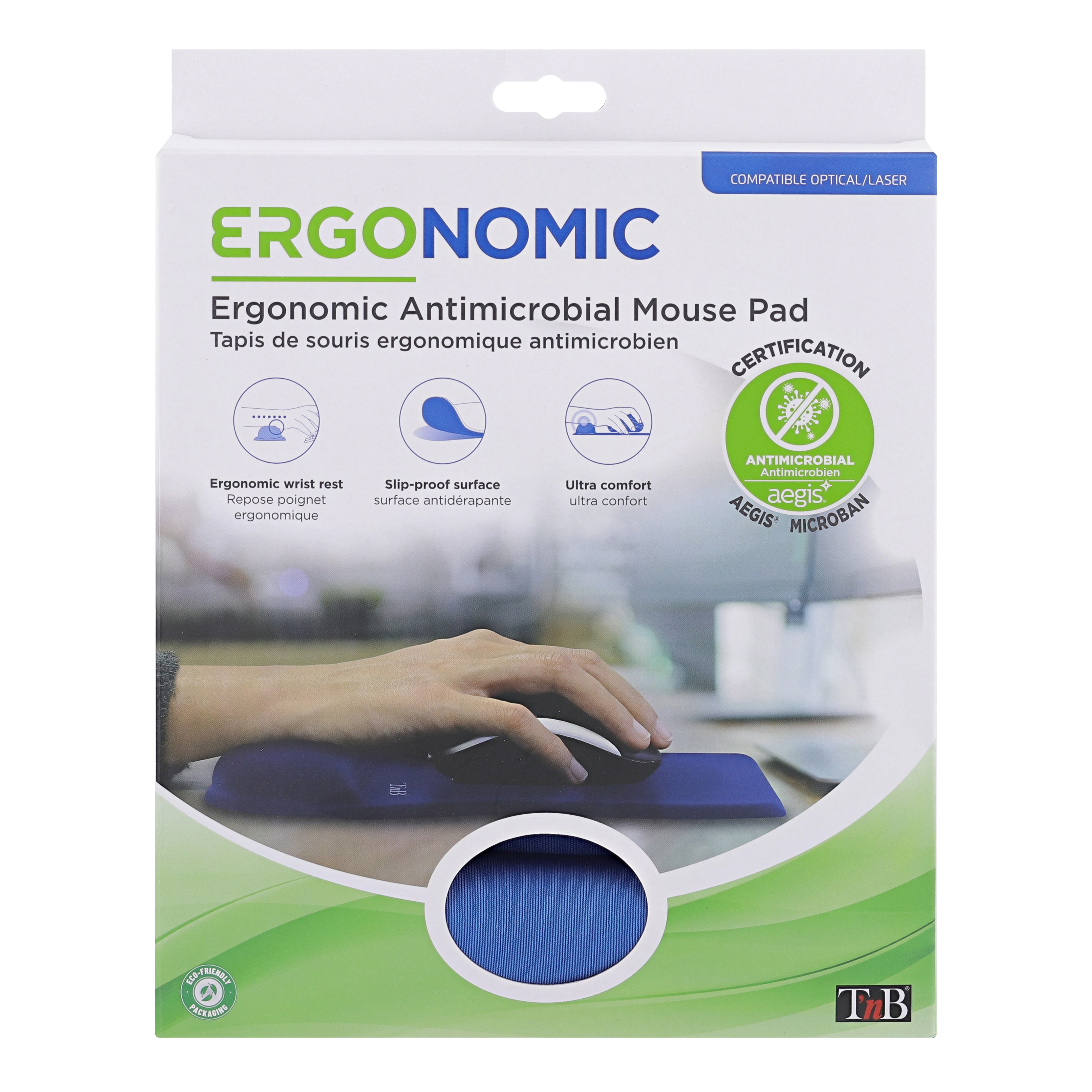 Tapis de souris ergonomique gel antimicrobien bleu4