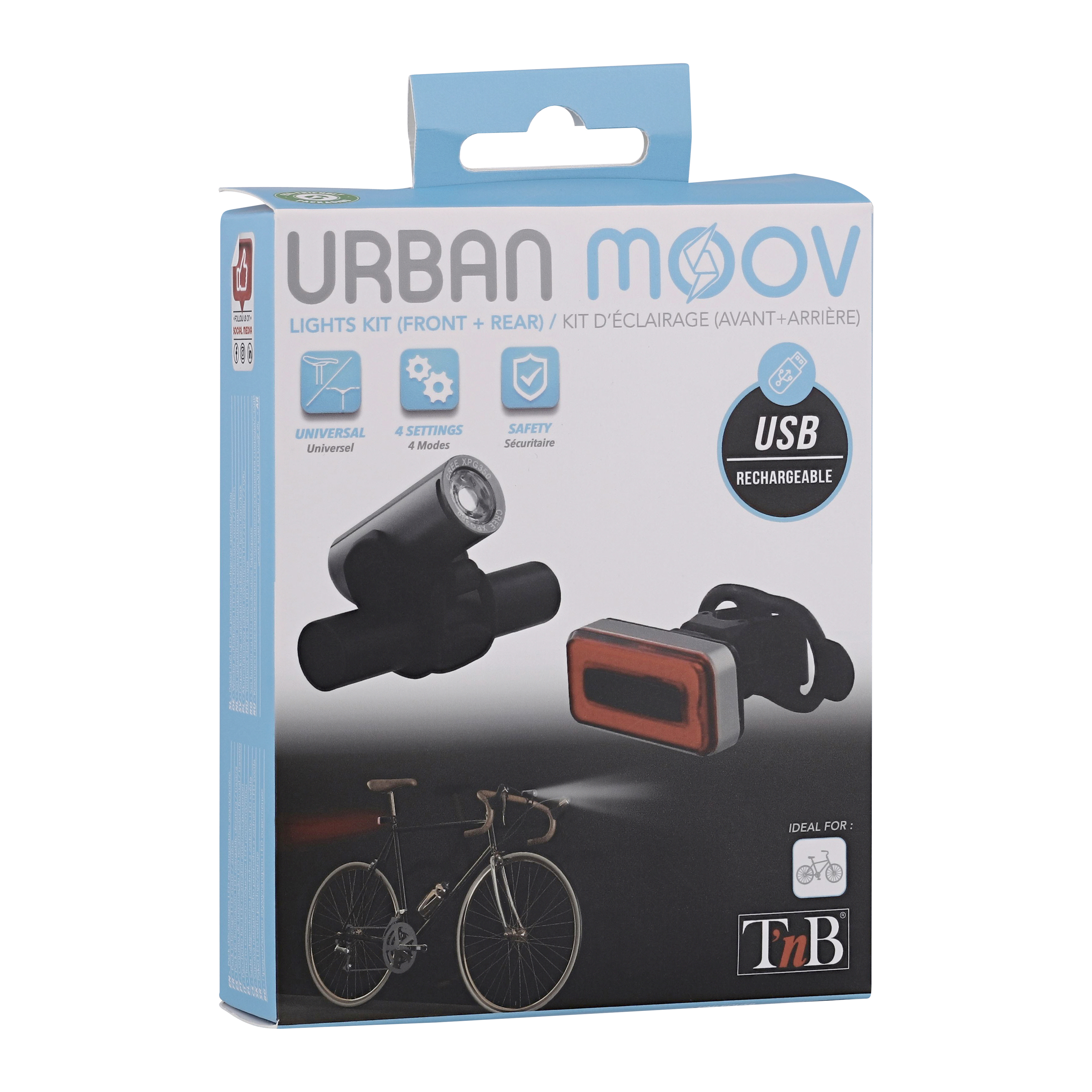 Rechargeable LED front and rear bicycle light pack10