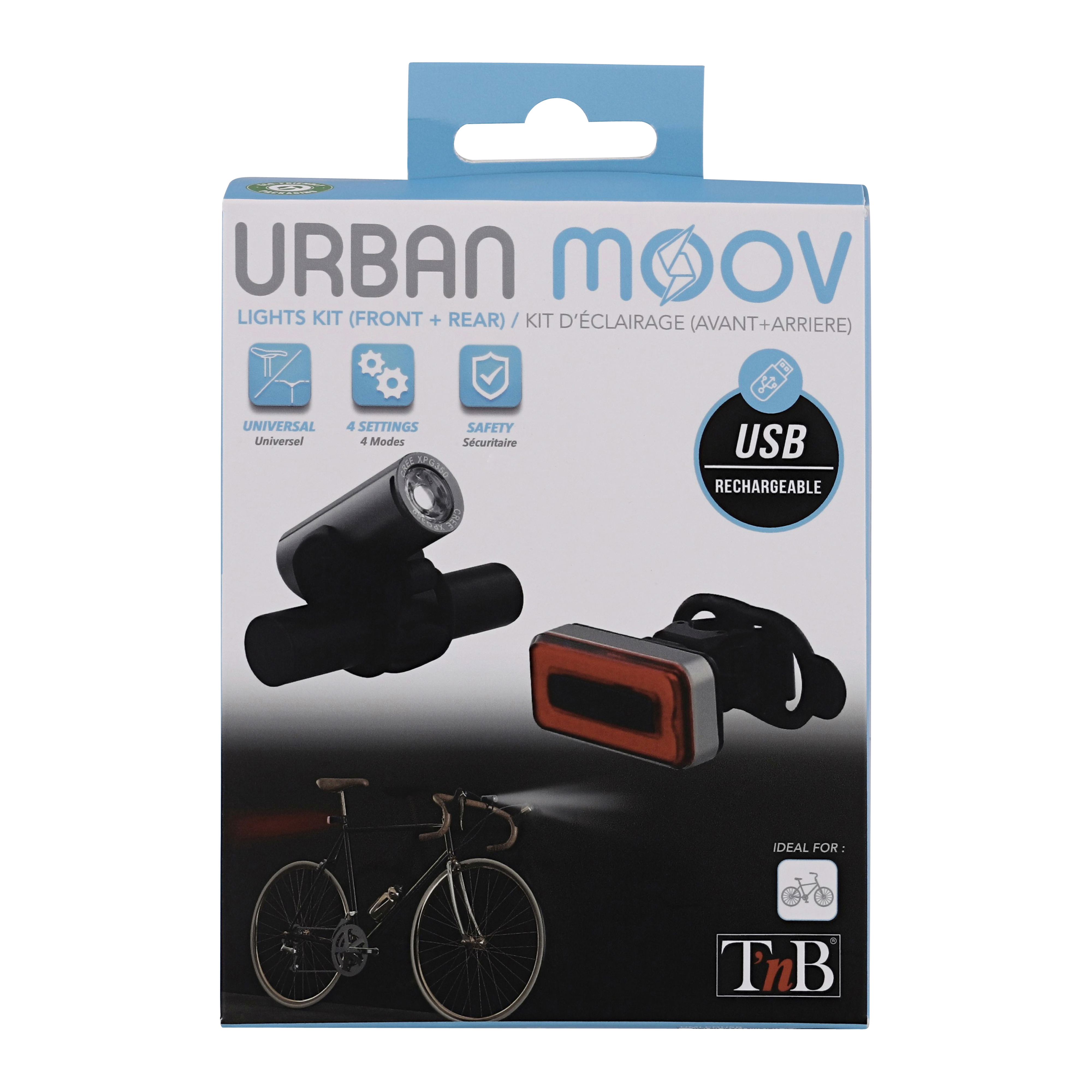 Rechargeable LED front and rear bicycle light pack11