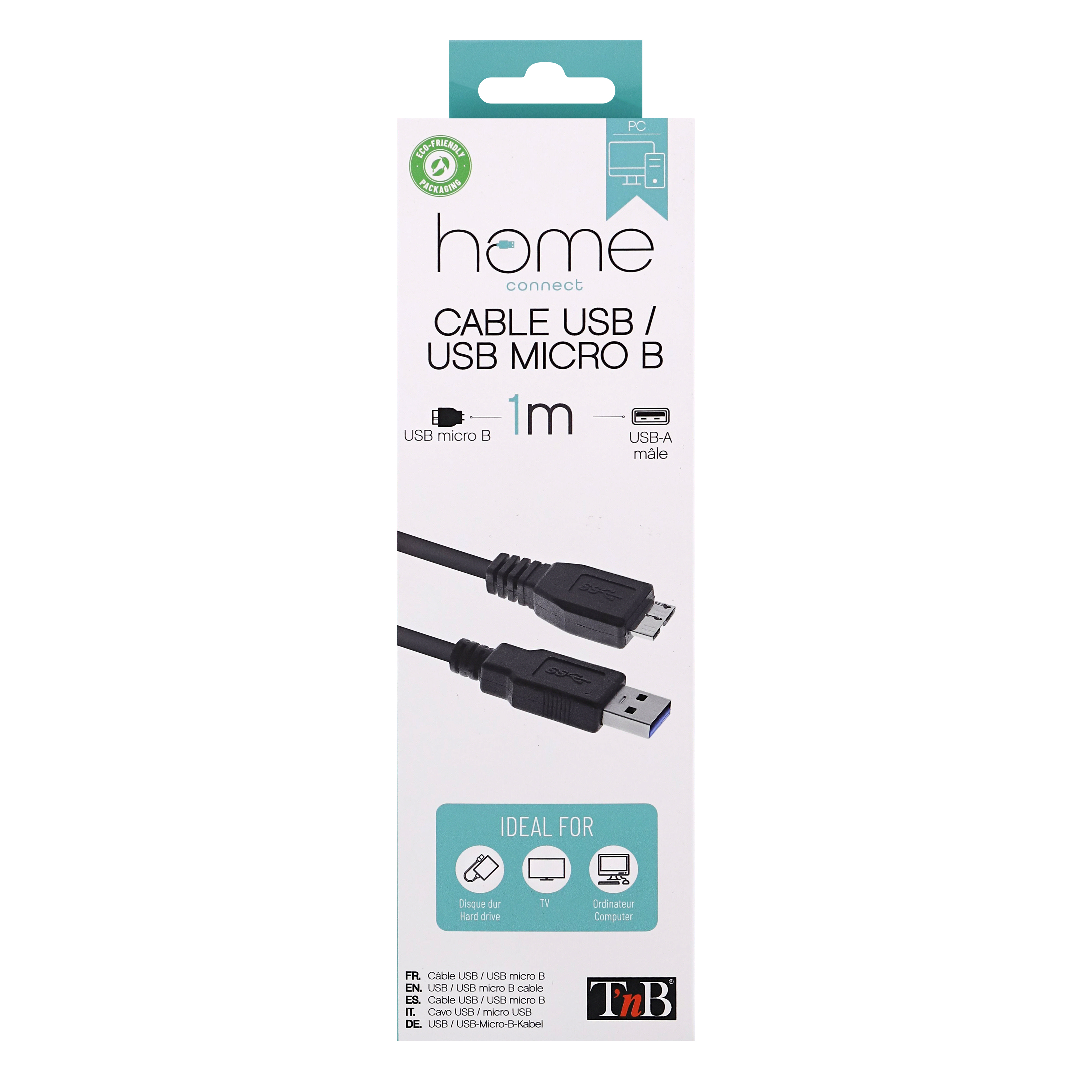 USB male / USB Micro B male cable 1m4