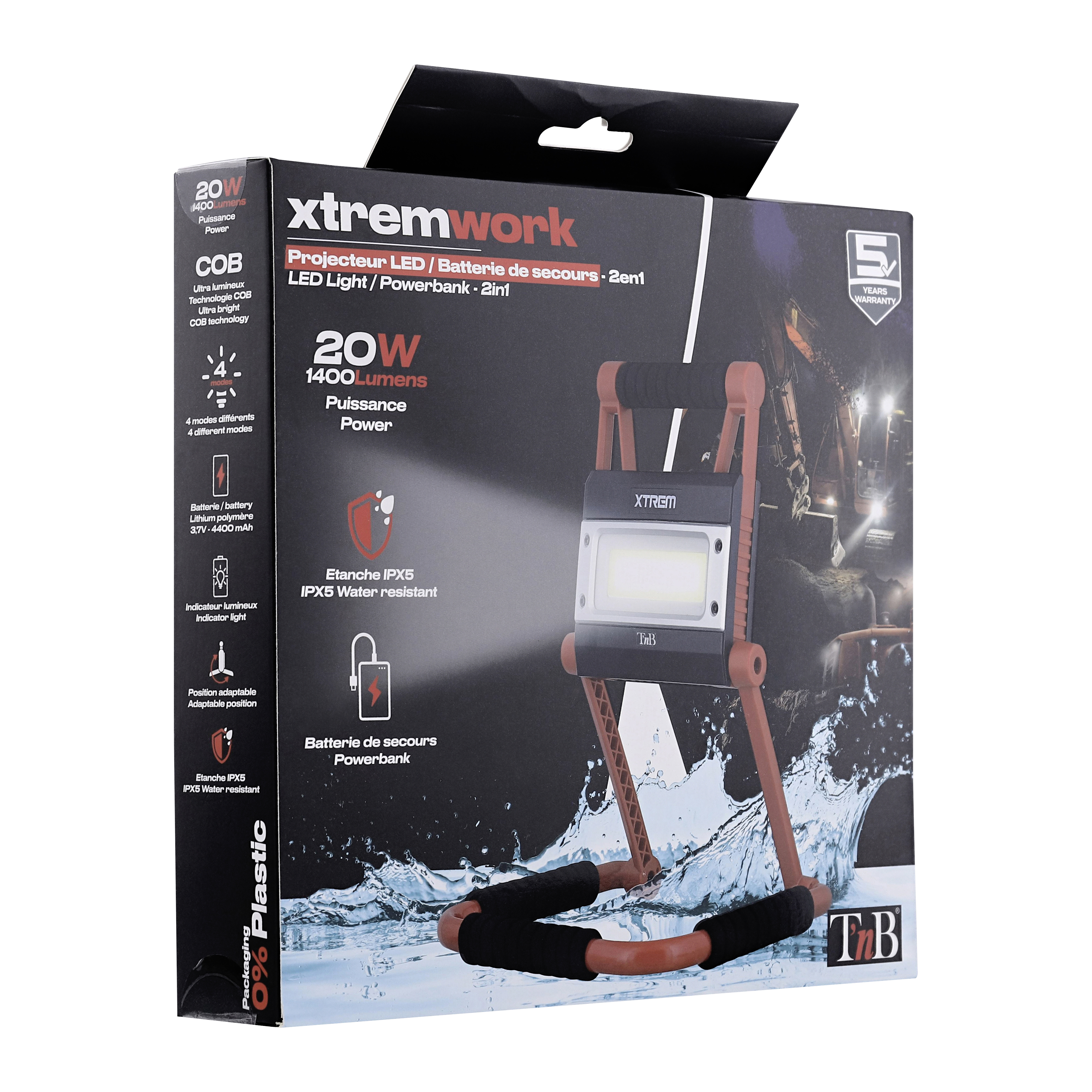 Lámpara exterior 1400 lúmenes función batería externa XTREMWORK6