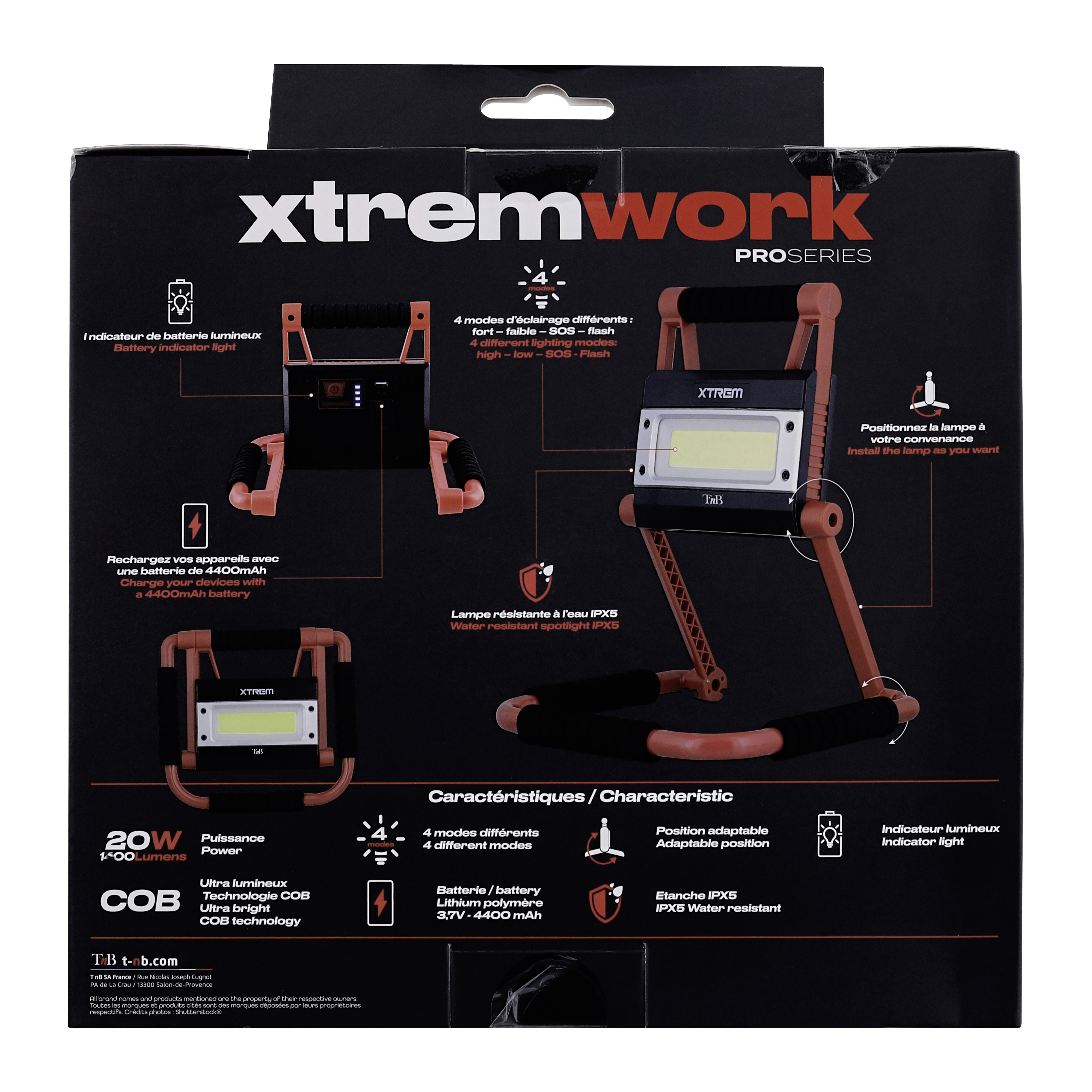 Lámpara exterior 1400 lúmenes función batería externa XTREMWORK8