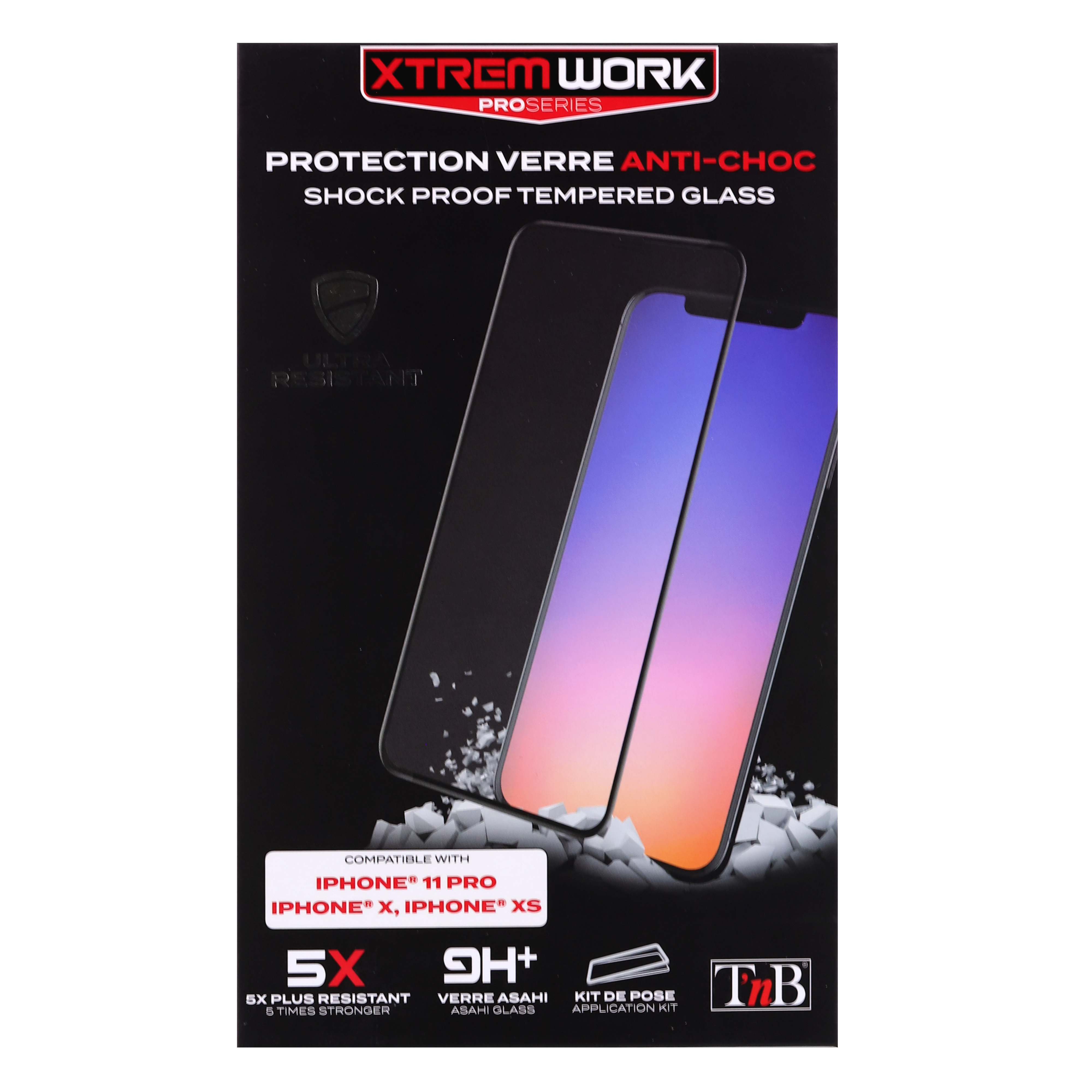 Protection intégrale en verre trempé pour iPhone X/XS/11Pro XTREMWORK2