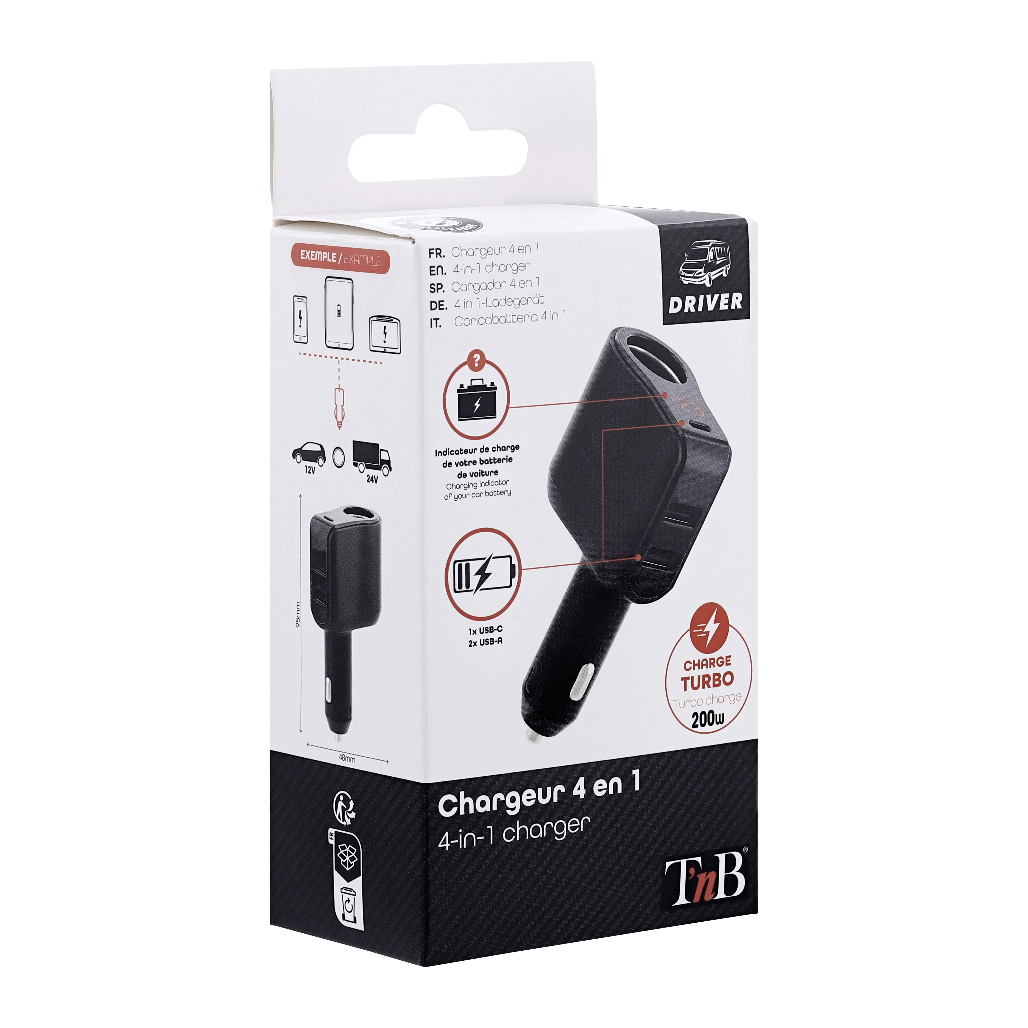 Chargeur allume-cigare 2xUSB-A + USB-C + prise allume-cigares7