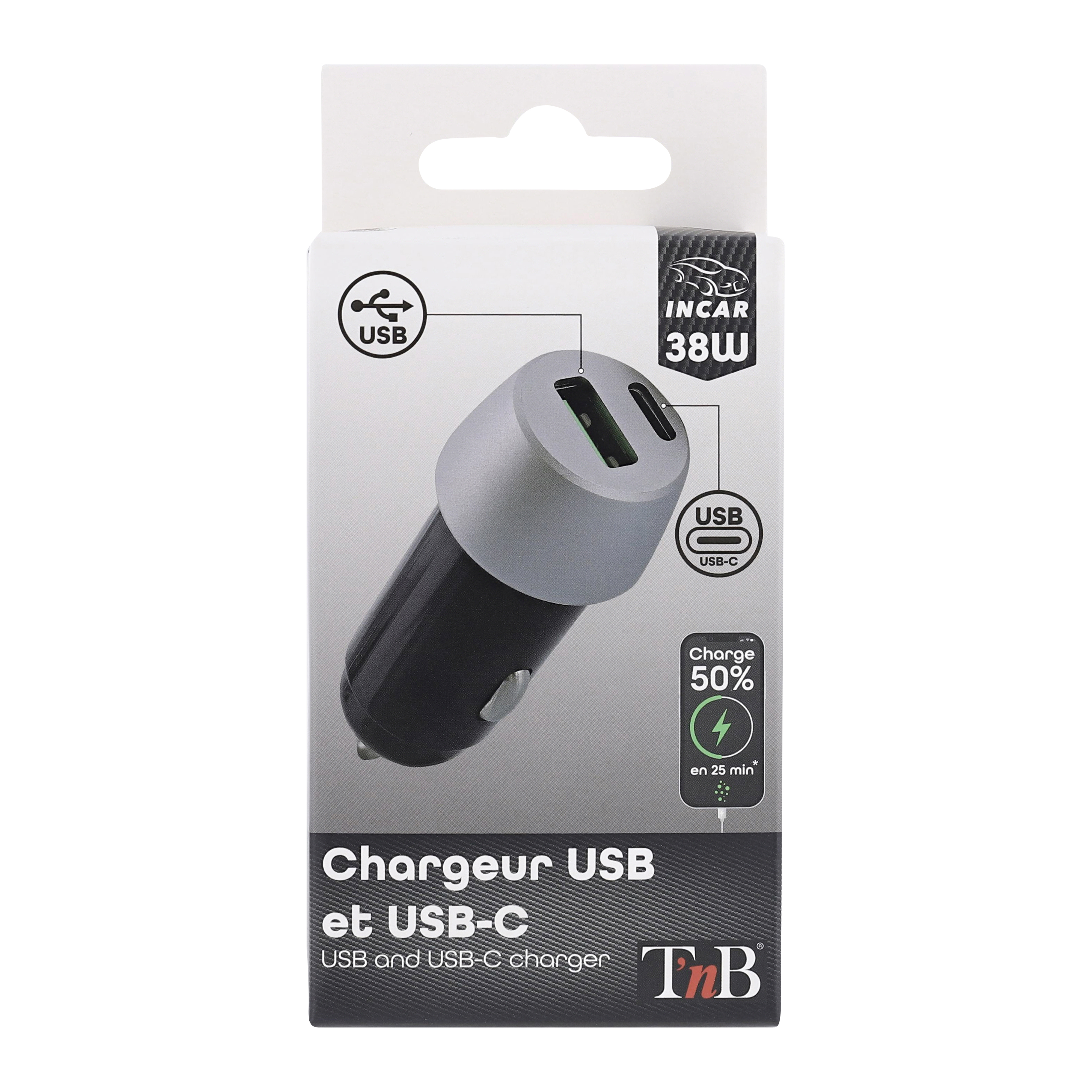 1XUSB-A and 1XType-C 38W Car Charger5