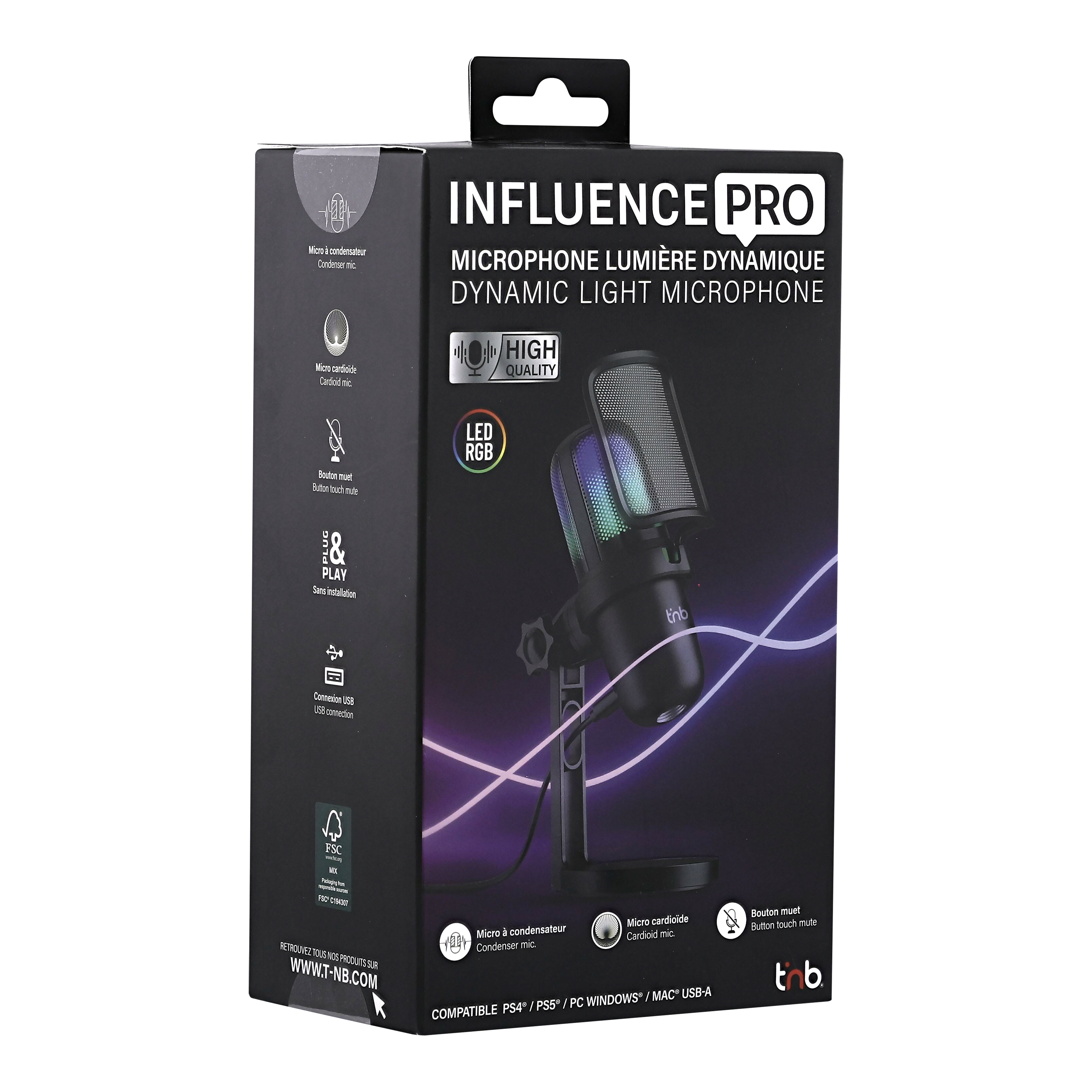 Microphone avec illumination LED en couleur - INFLUENCE PRO3