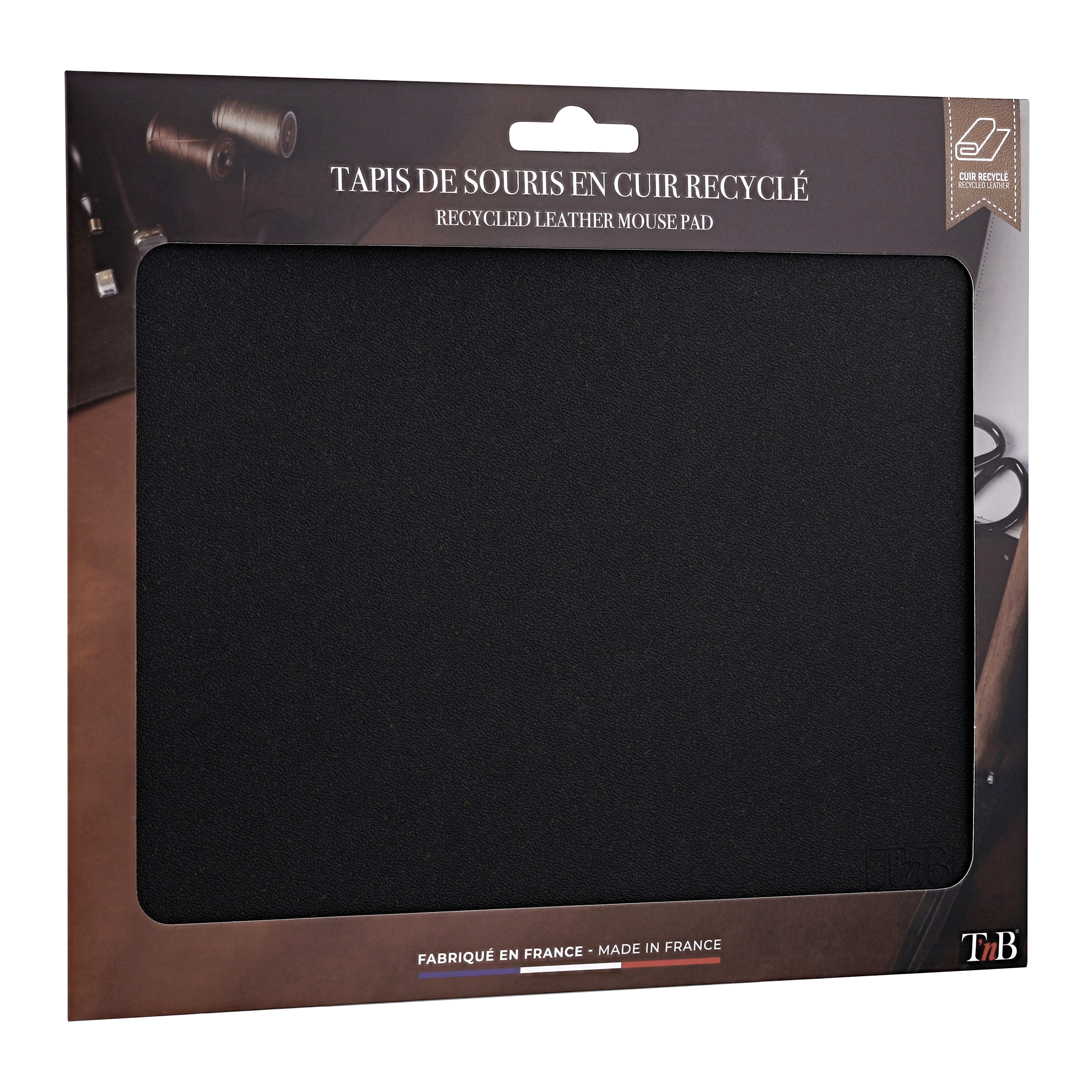 Mouse pad MADE IN FRANCE in genuine recycled leather - black3