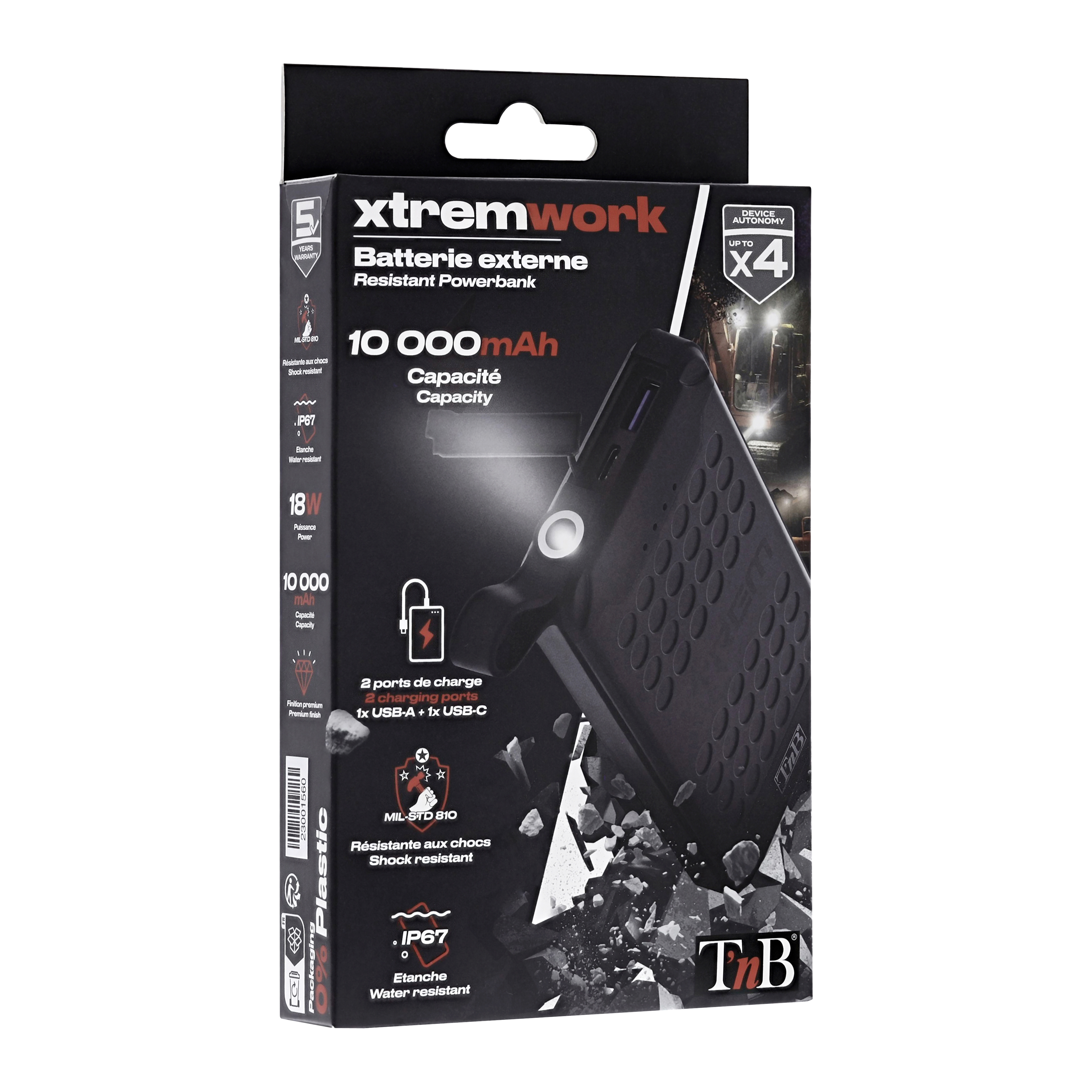 1XUSB-A 10000mAh 10W XTREMWORK backup battery7