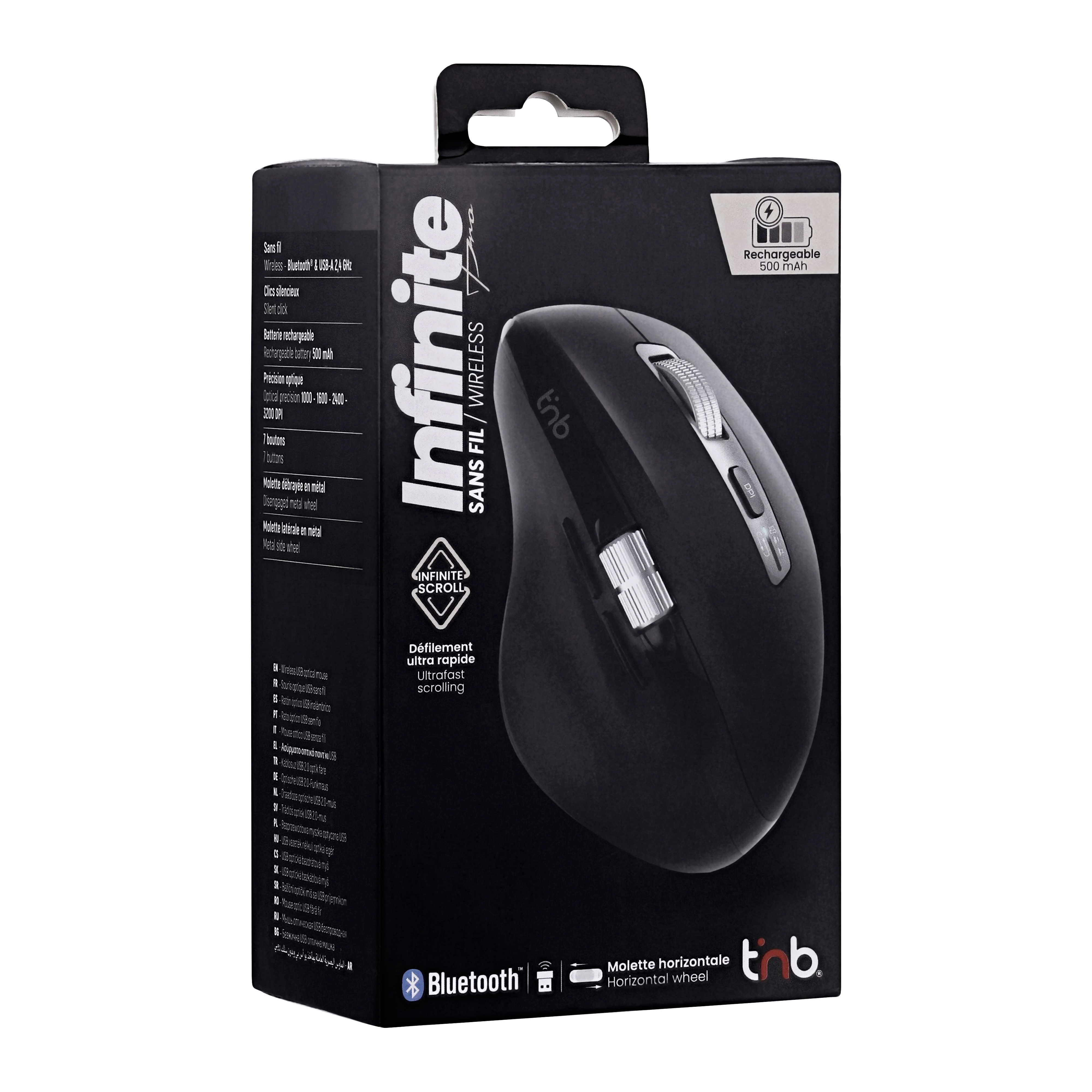 Souris sans fil rechargeable double molette - INFINITEPRO8