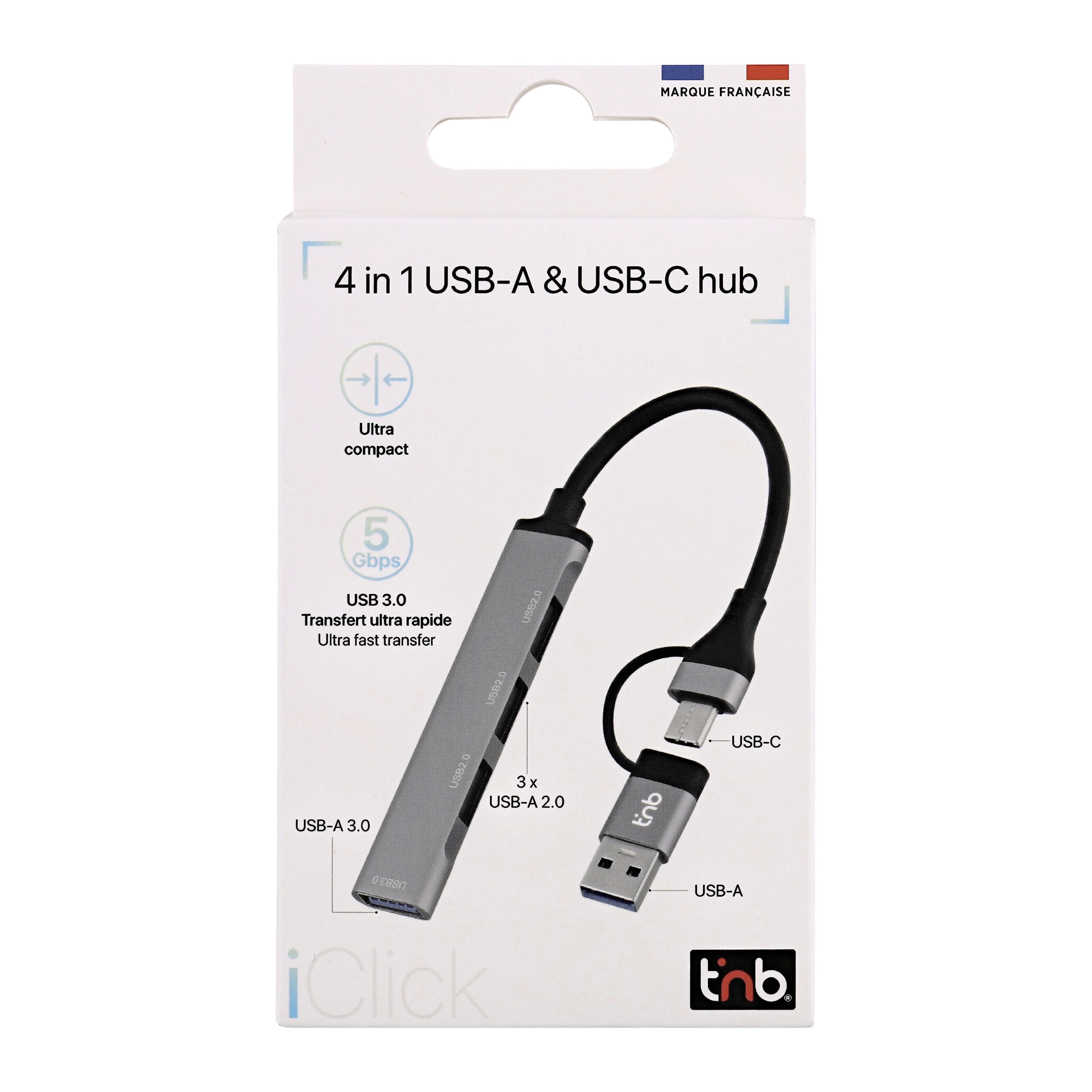 Hub USB-A & USB-C ultra slim vers 4x USB-A4