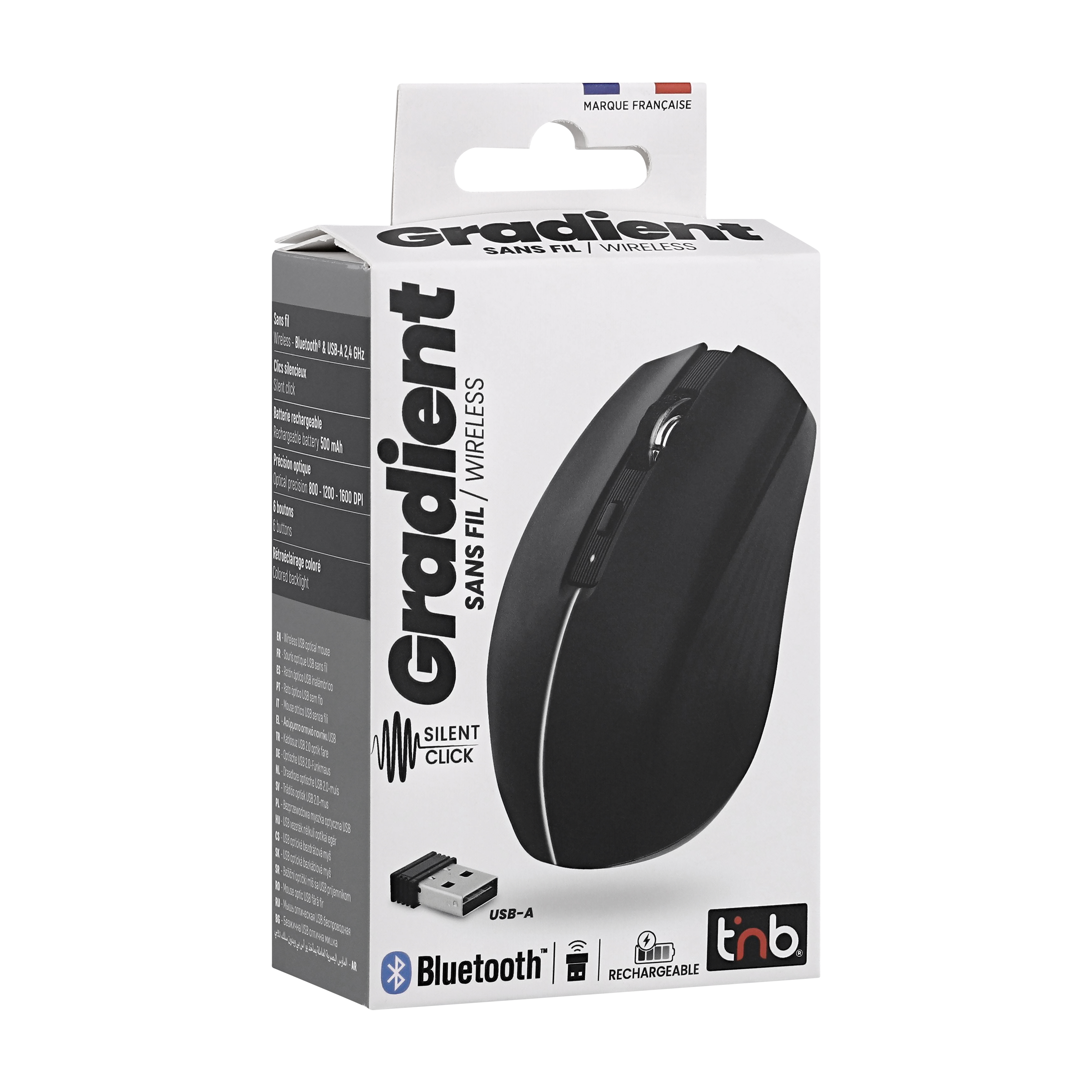 DUAL CONNECT black rechargeable mouse - GRADIENT5