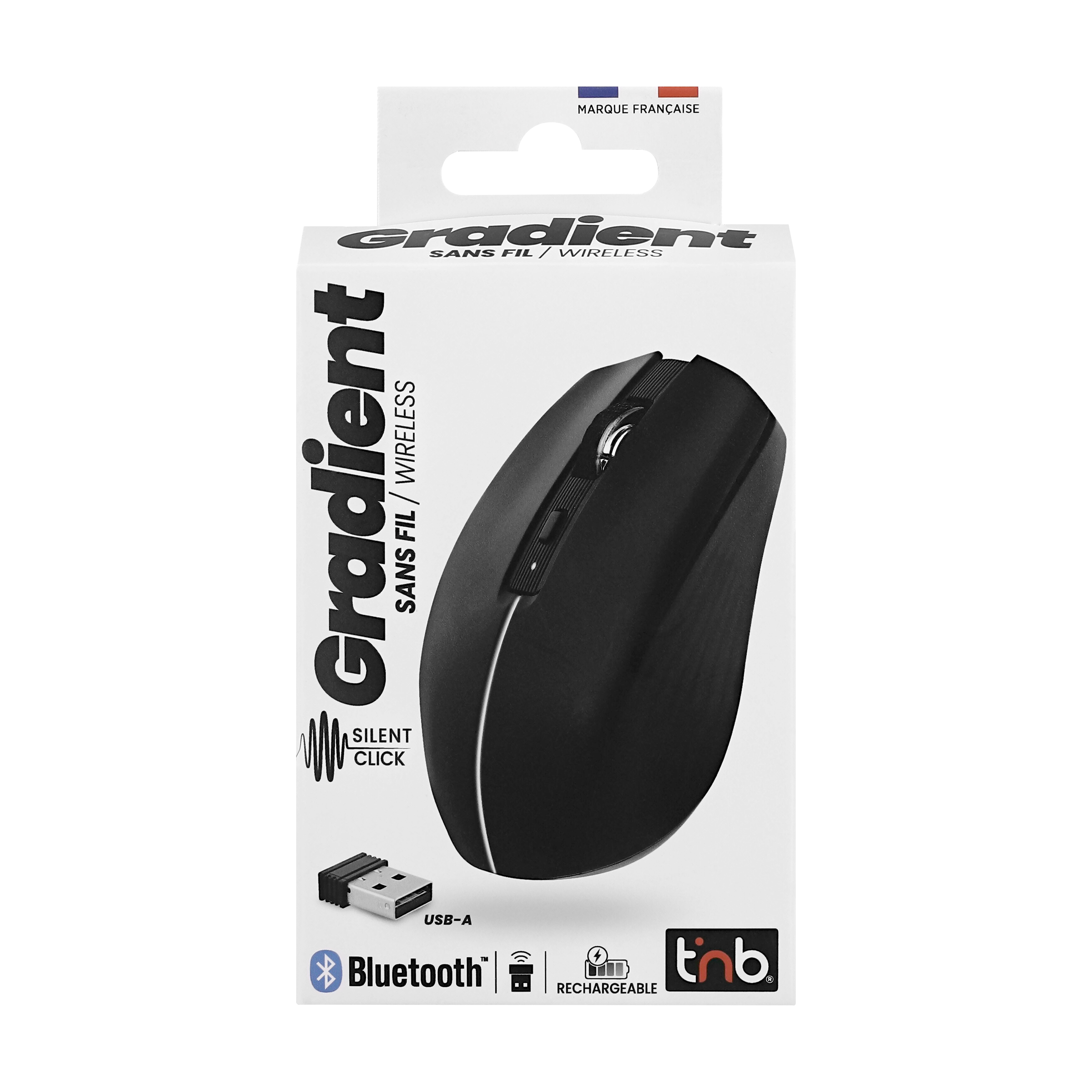 DUAL CONNECT black rechargeable mouse - GRADIENT6