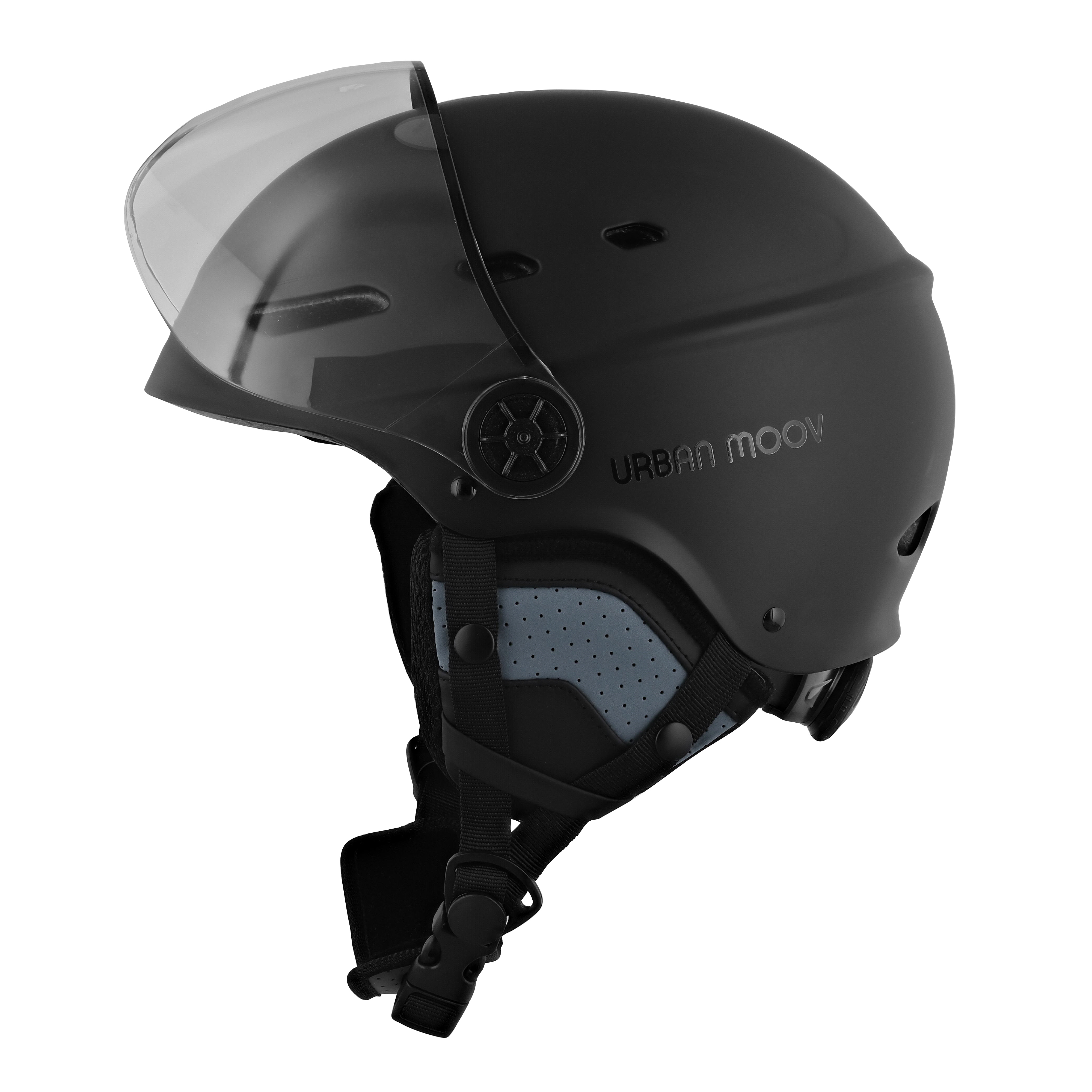 Casco protector con visera y orejeras desmontables - NEGRO TALLA M2