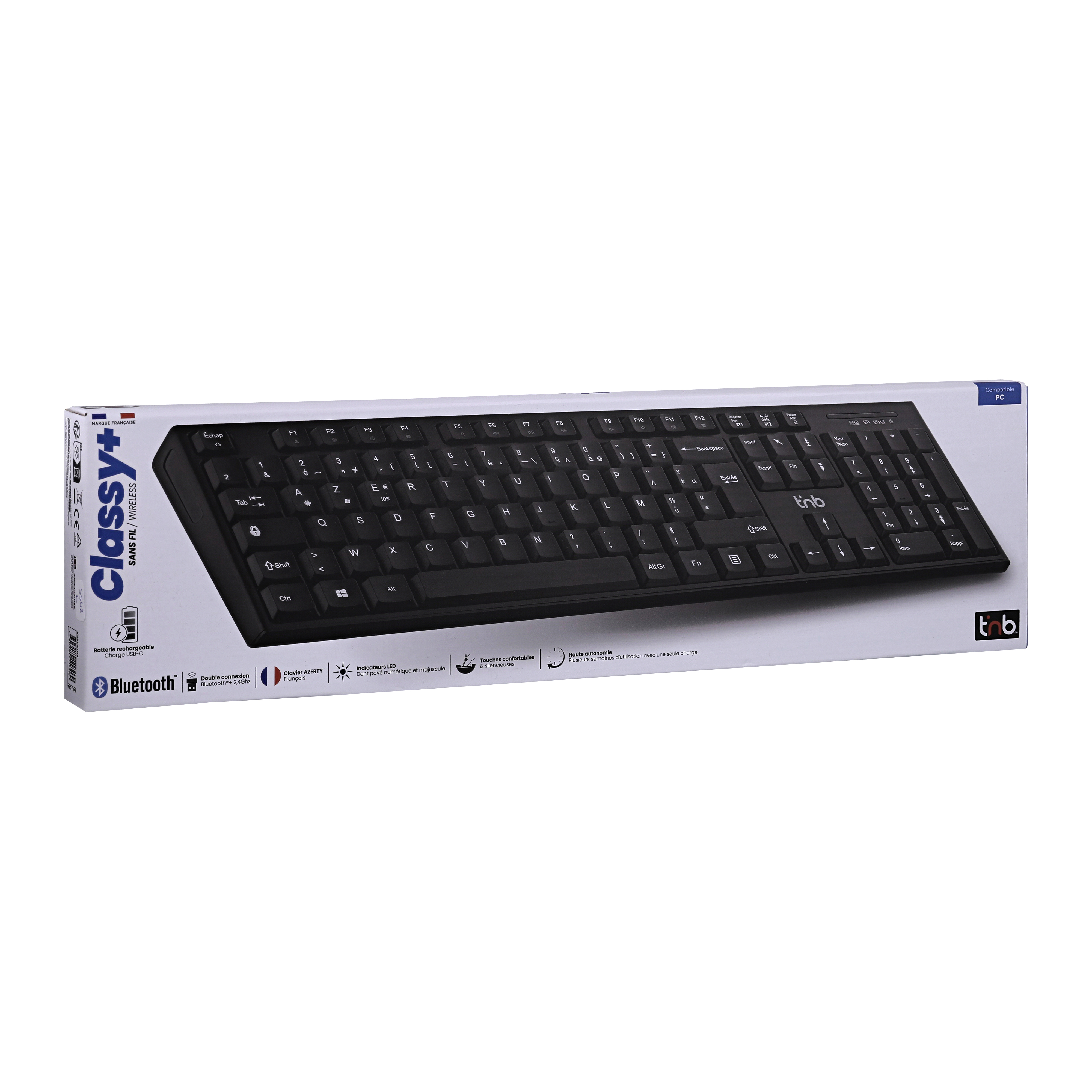 Clavier sans fil rechargeable Bluetooth + USB-A 2,4 Ghz - AZERTY (FR)9